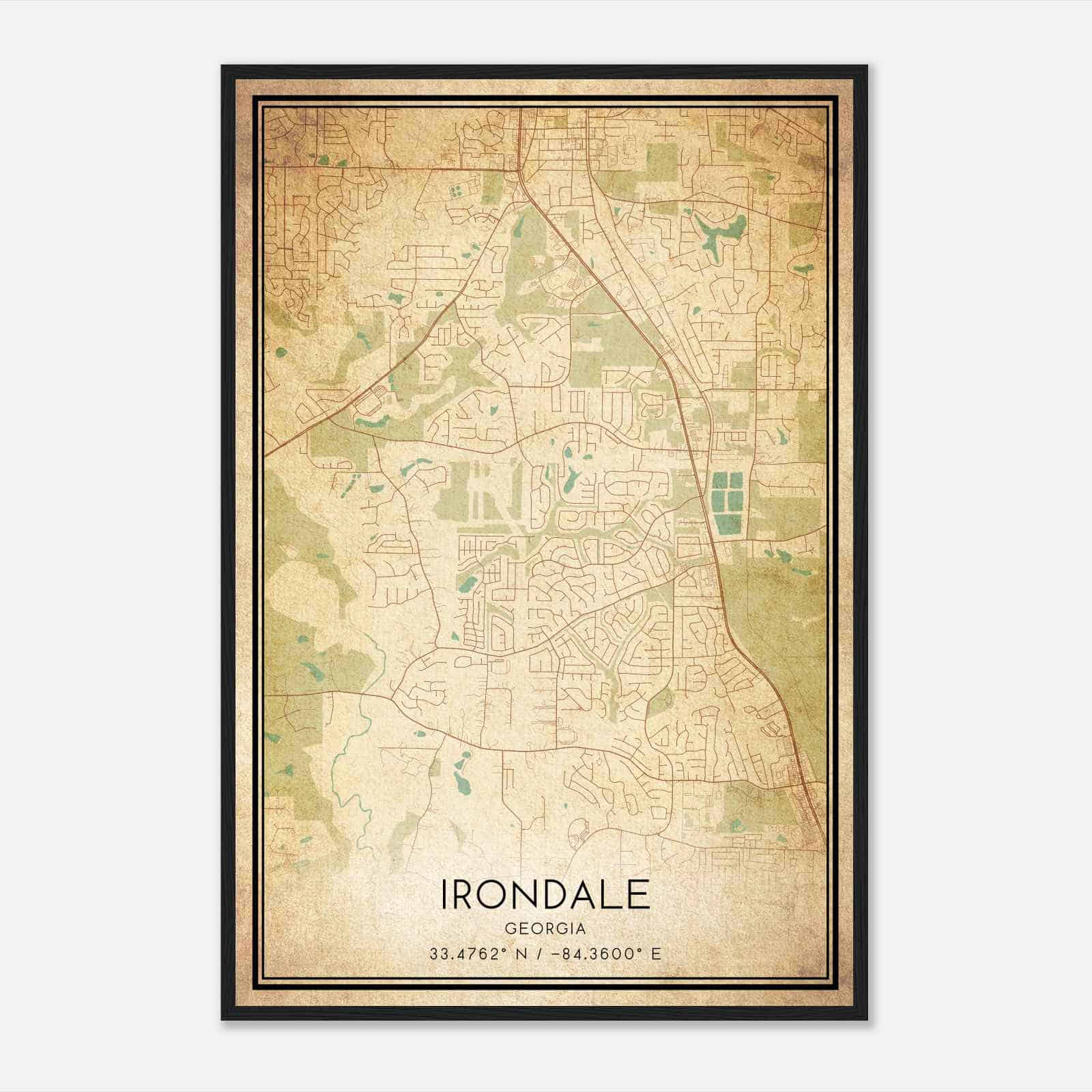 Vintage Irondale Georgia Map Poster, Modern Home Decor Wall Art Print
