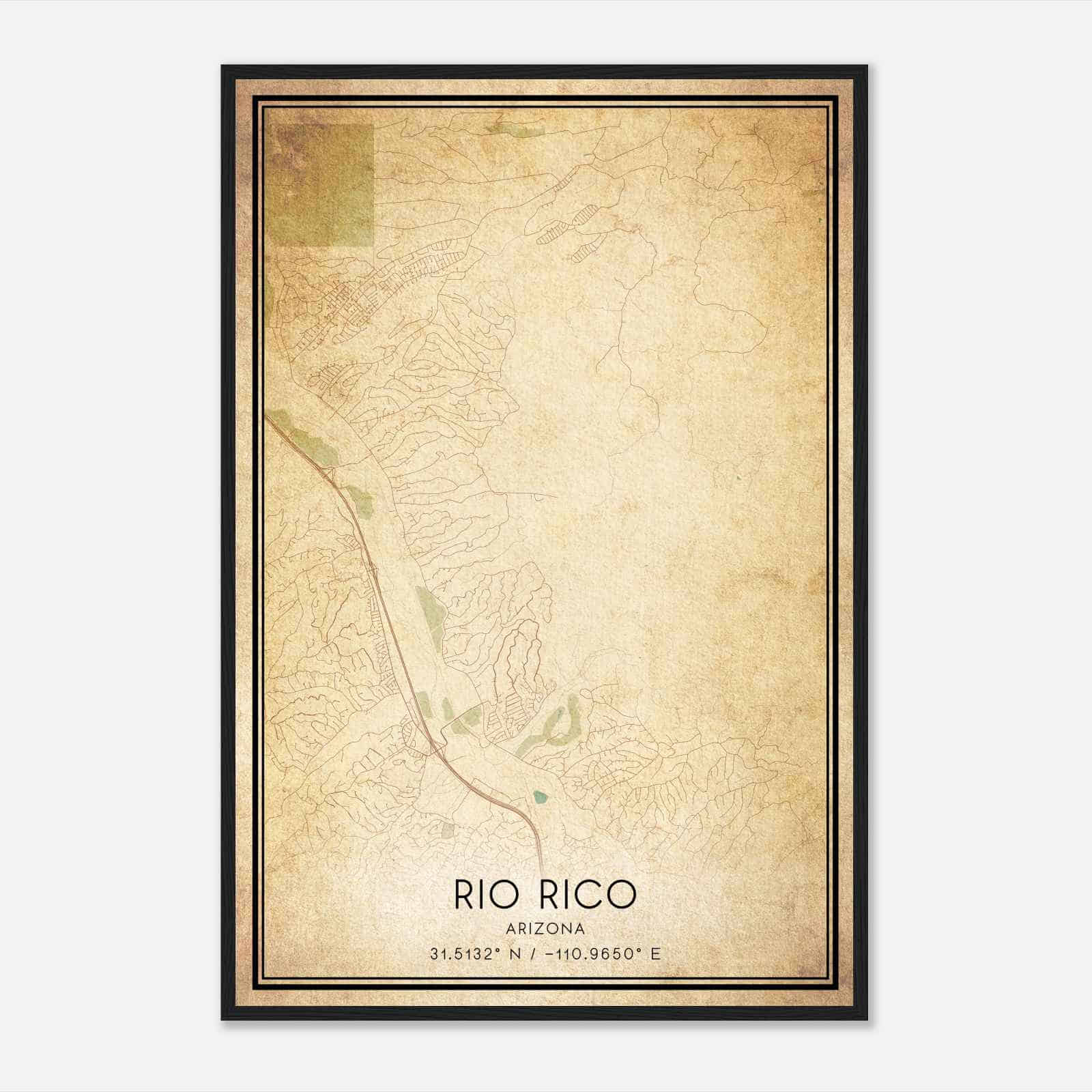 Vintage Rio Rico Arizona Map Poster, Modern Home Decor Wall Art Print