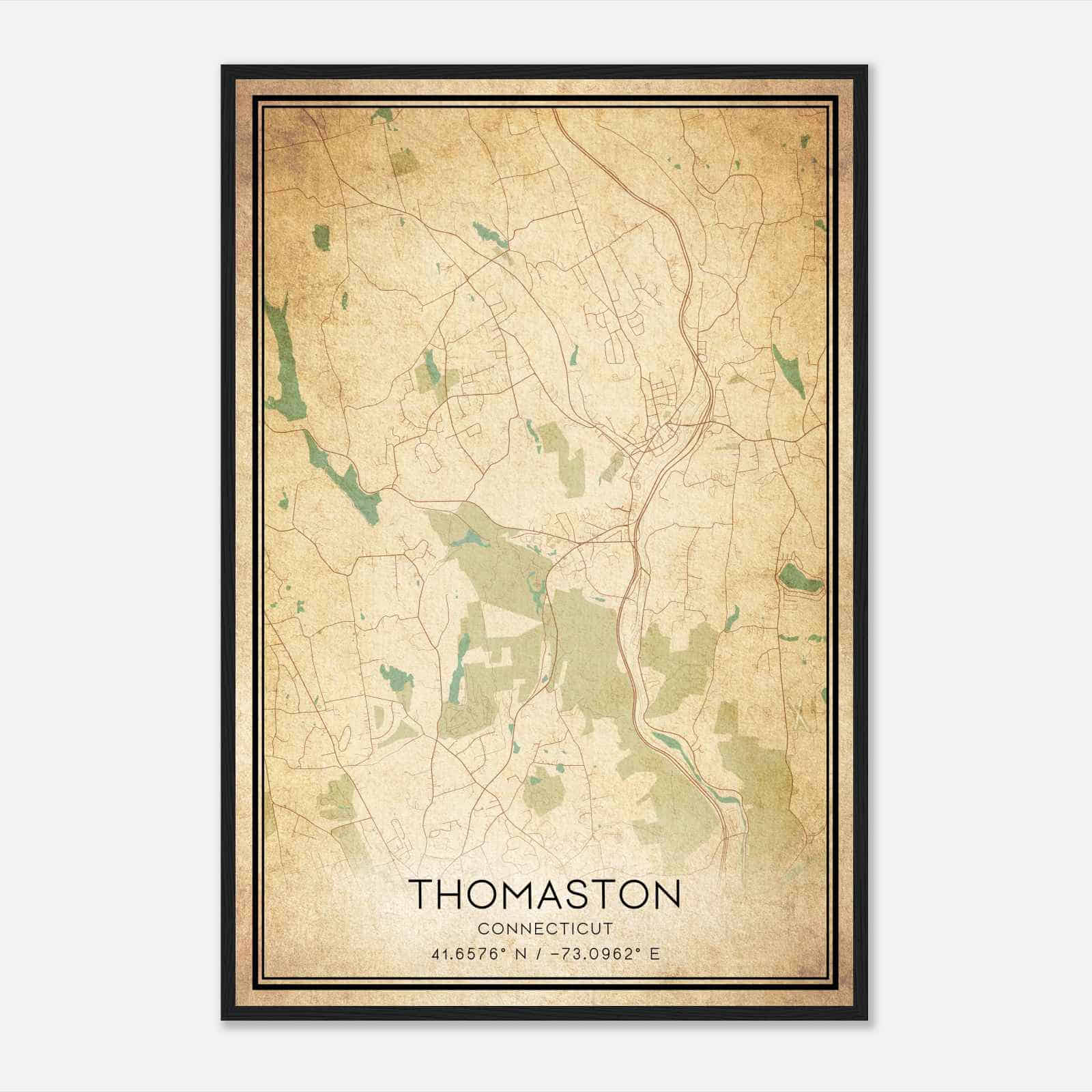 Vintage Thomaston Connecticut Map Poster, Modern Home Decor Wall Art Print