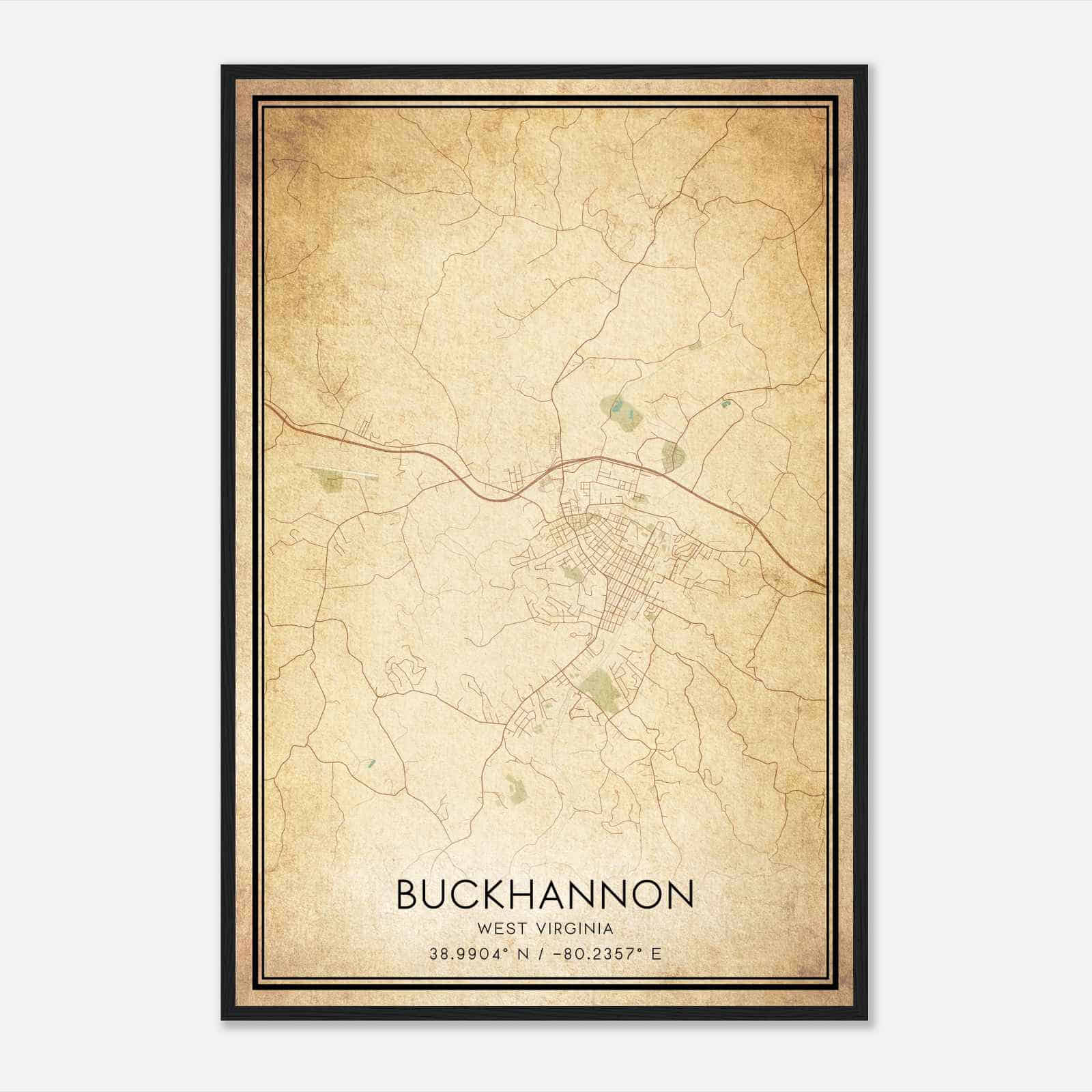 Vintage Buckhannon West Virginia Map Poster, Modern Home Decor Wall Art Print Vintage Buckhannon West Virginia Map Poster, Modern Home Decor Wall Art Print