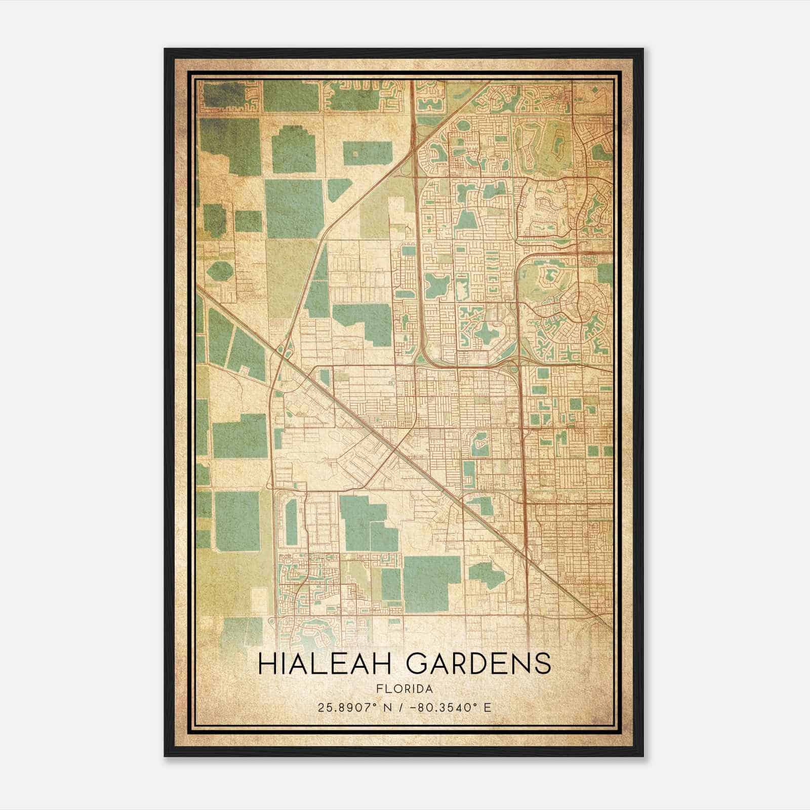 Vintage Hialeah Gardens Florida Map Poster, Modern Home Decor Wall Art Print Vintage Hialeah Gardens Florida Map Poster, Modern Home Decor Wall Art Print