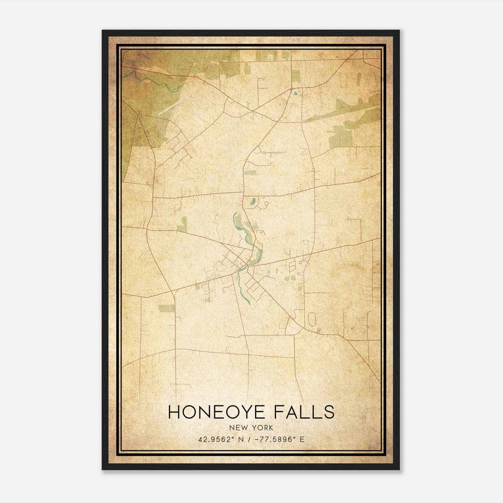 Vintage Honeoye Falls New York Map Poster, Modern Home Decor Wall Art Print
