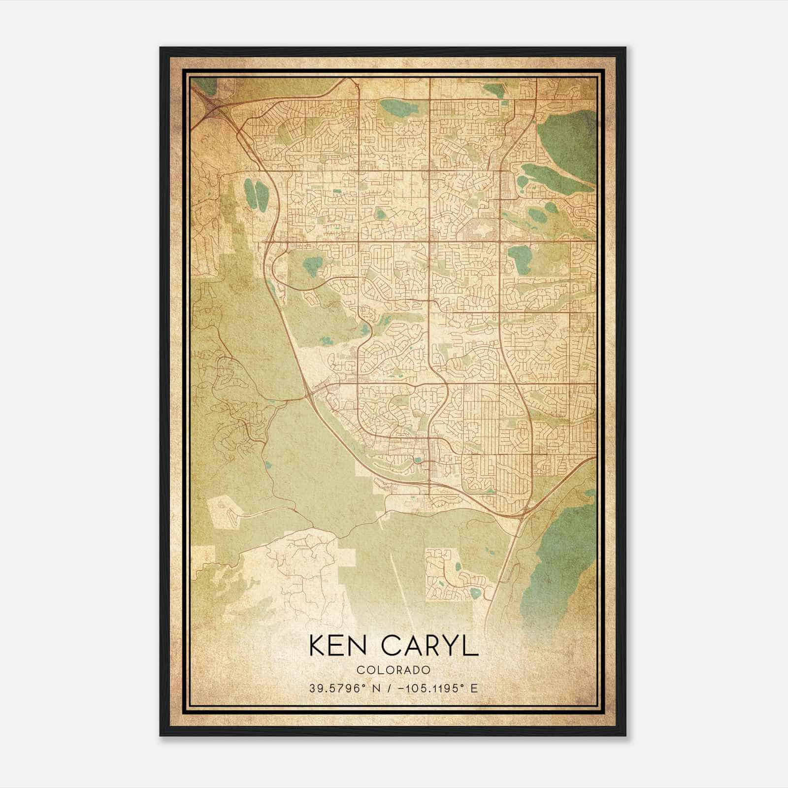 Vintage Ken Caryl Colorado Map Poster, Modern Home Decor Wall Art Print