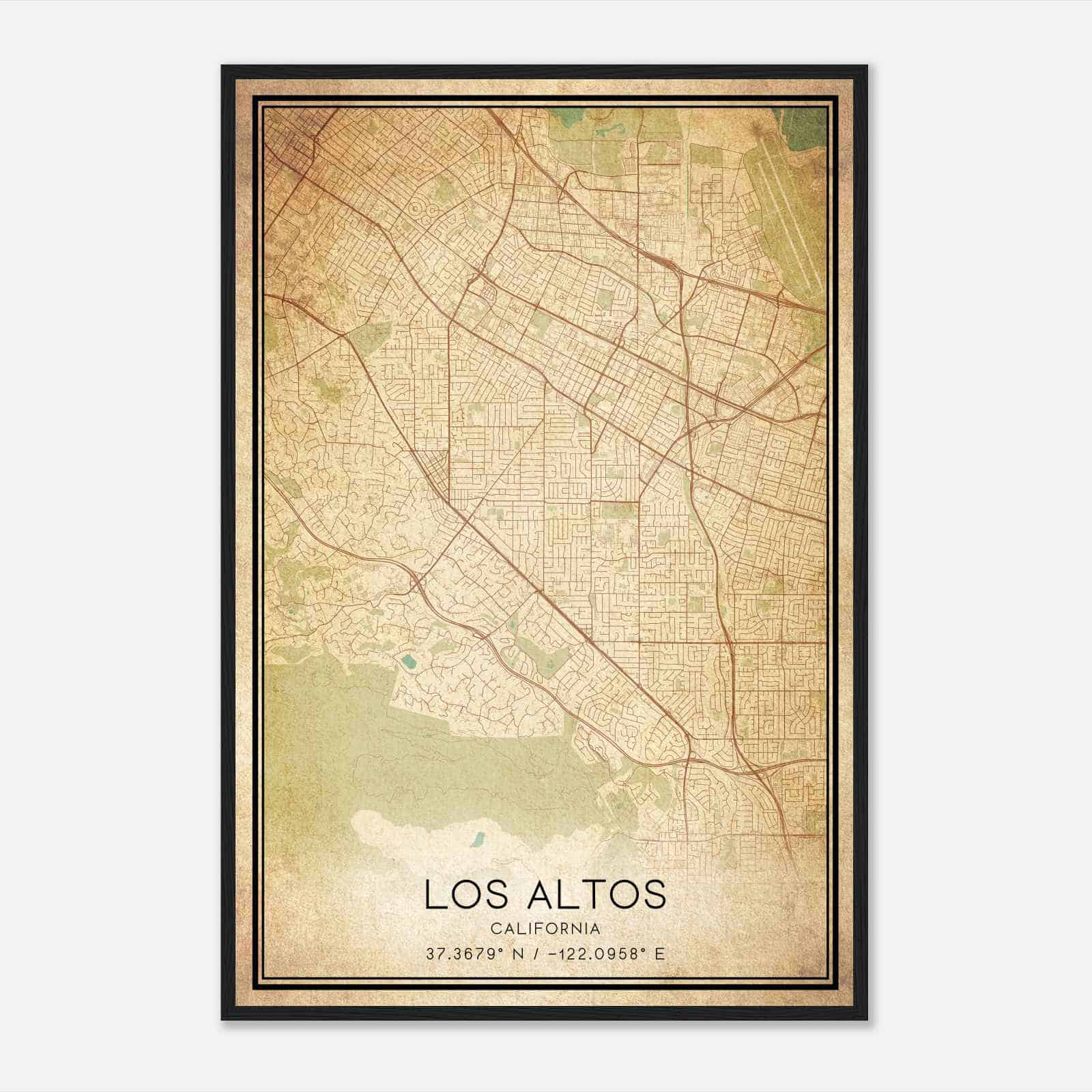 Vintage Los Altos California Map Poster, Modern Home Decor Wall Art Print