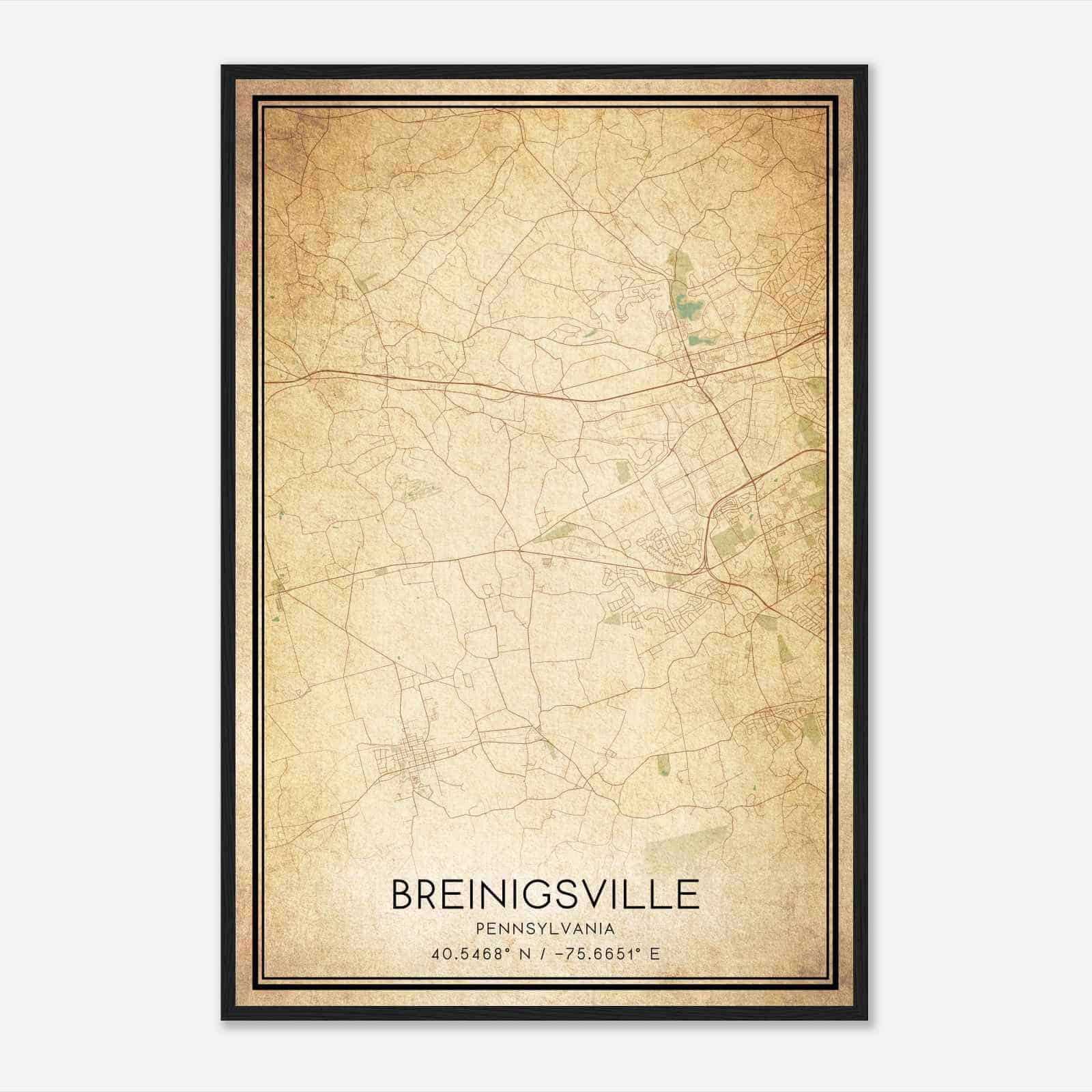 Vintage Breinigsville Pennsylvania Map Poster, Modern Home Decor Wall Art Print Vintage Breinigsville Pennsylvania Map Poster, Modern Home Decor Wall Art Print