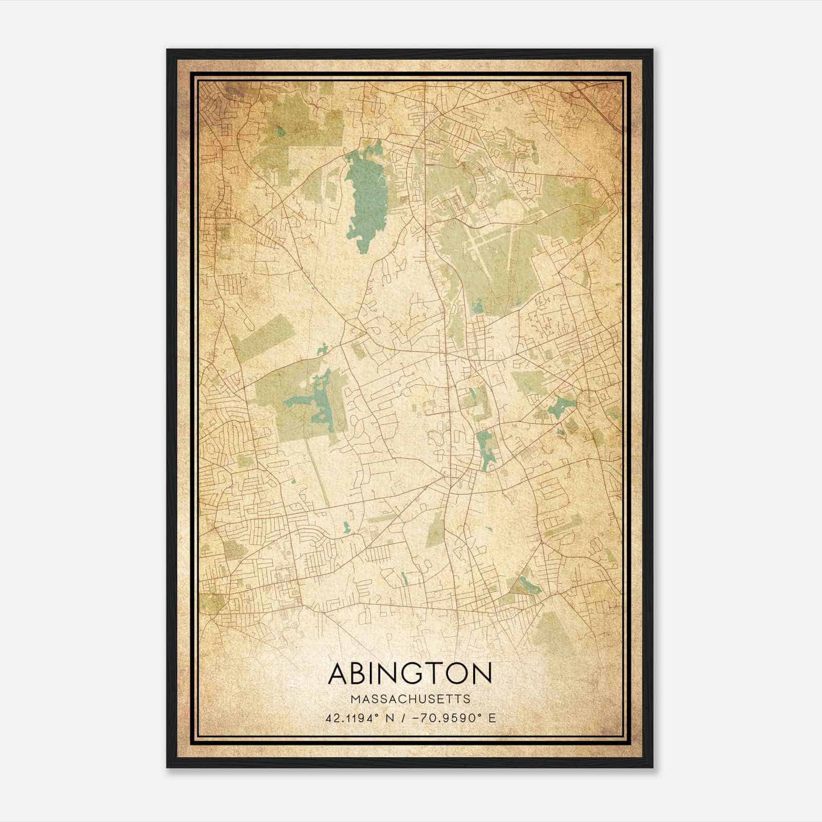 Vintage Abington Massachusetts Map Poster, Modern Home Decor Wall Art Print Vintage Abington Massachusetts Map Poster, Modern Home Decor Wall Art Print