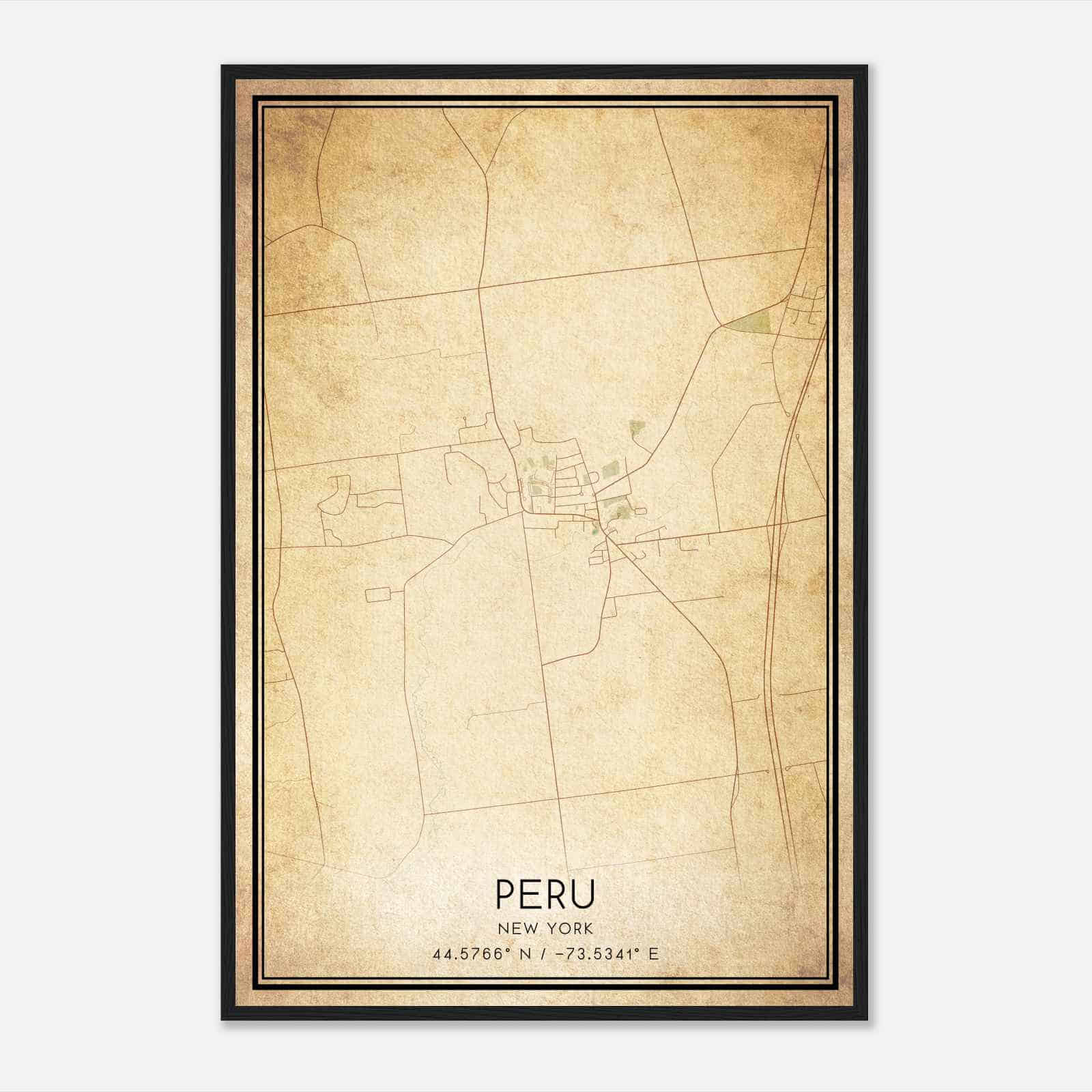 Vintage Peru New York Map Poster, Modern Home Decor Wall Art Print
