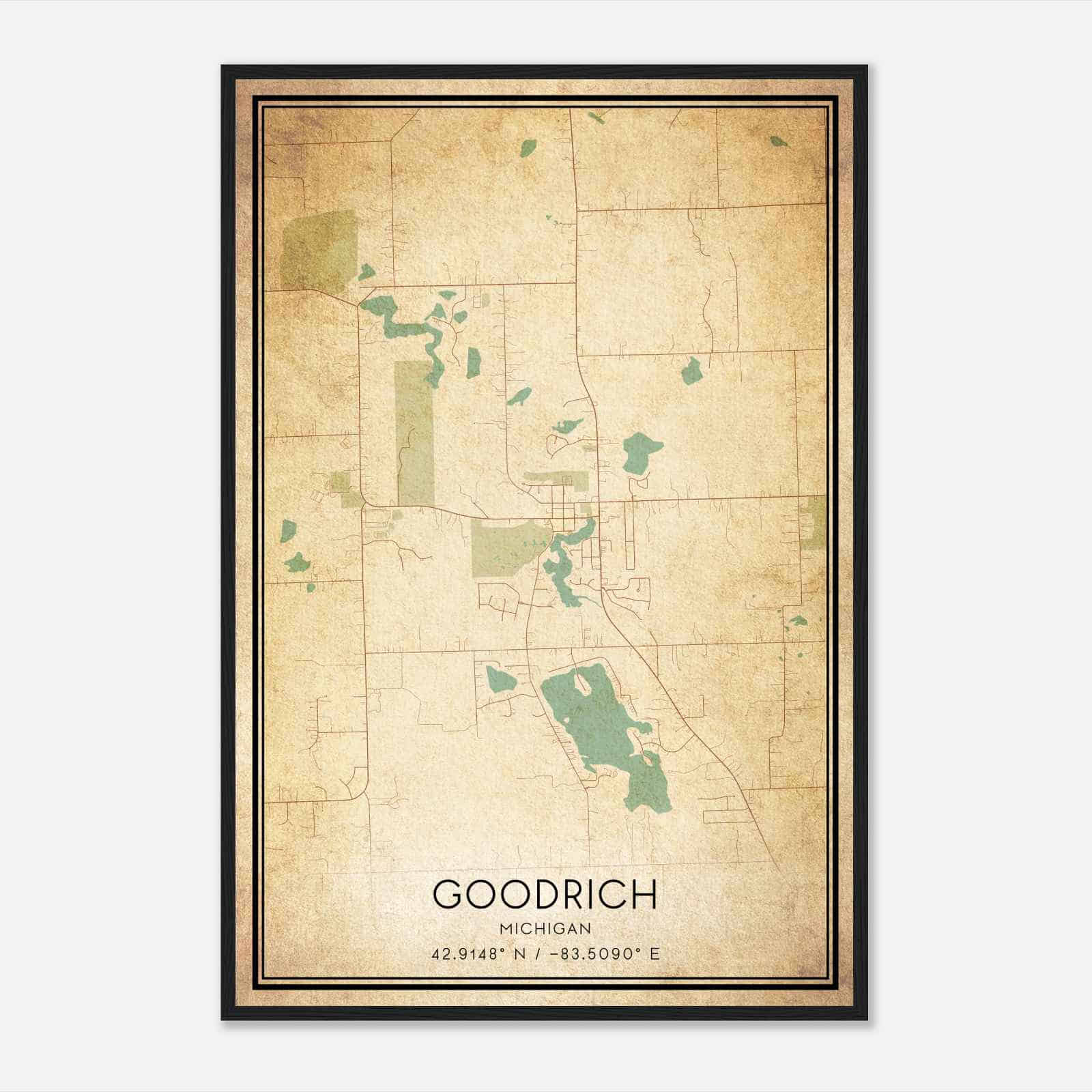 Vintage Goodrich Michigan Map Poster, Modern Home Decor Wall Art Print Vintage Goodrich Michigan Map Poster, Modern Home Decor Wall Art Print