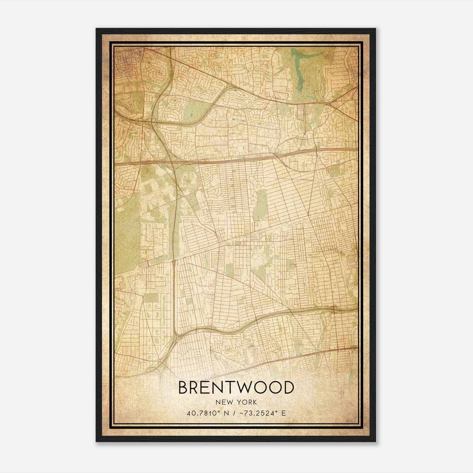 Vintage Brentwood New York Map Poster, Modern Home Decor Wall Art Print Vintage Brentwood New York Map Poster, Modern Home Decor Wall Art Print