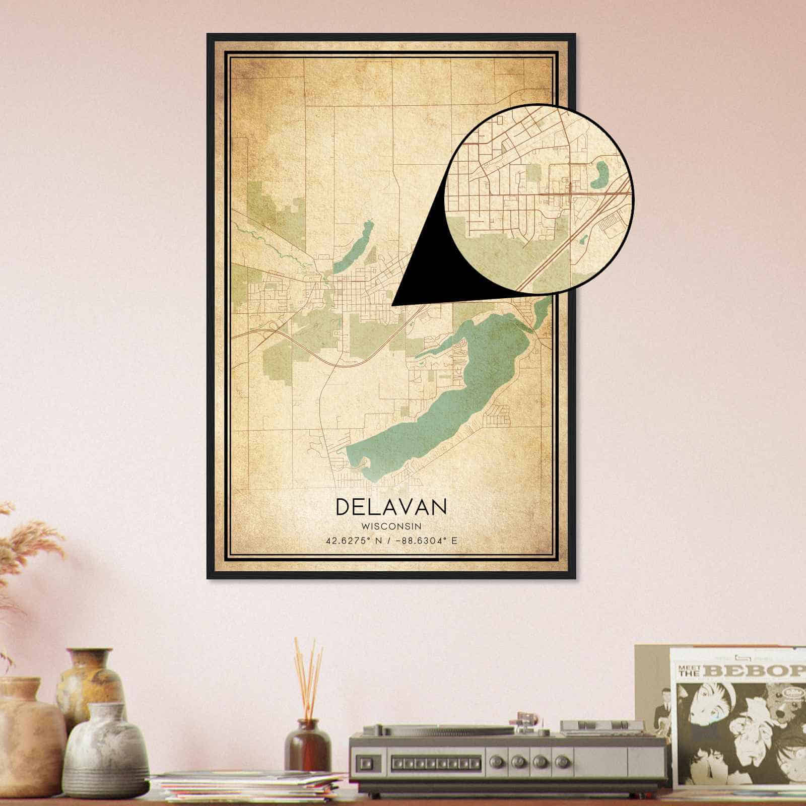 Deerfield Kansas Map Poster, Modern Home Decor Wall Art Print (Copy)