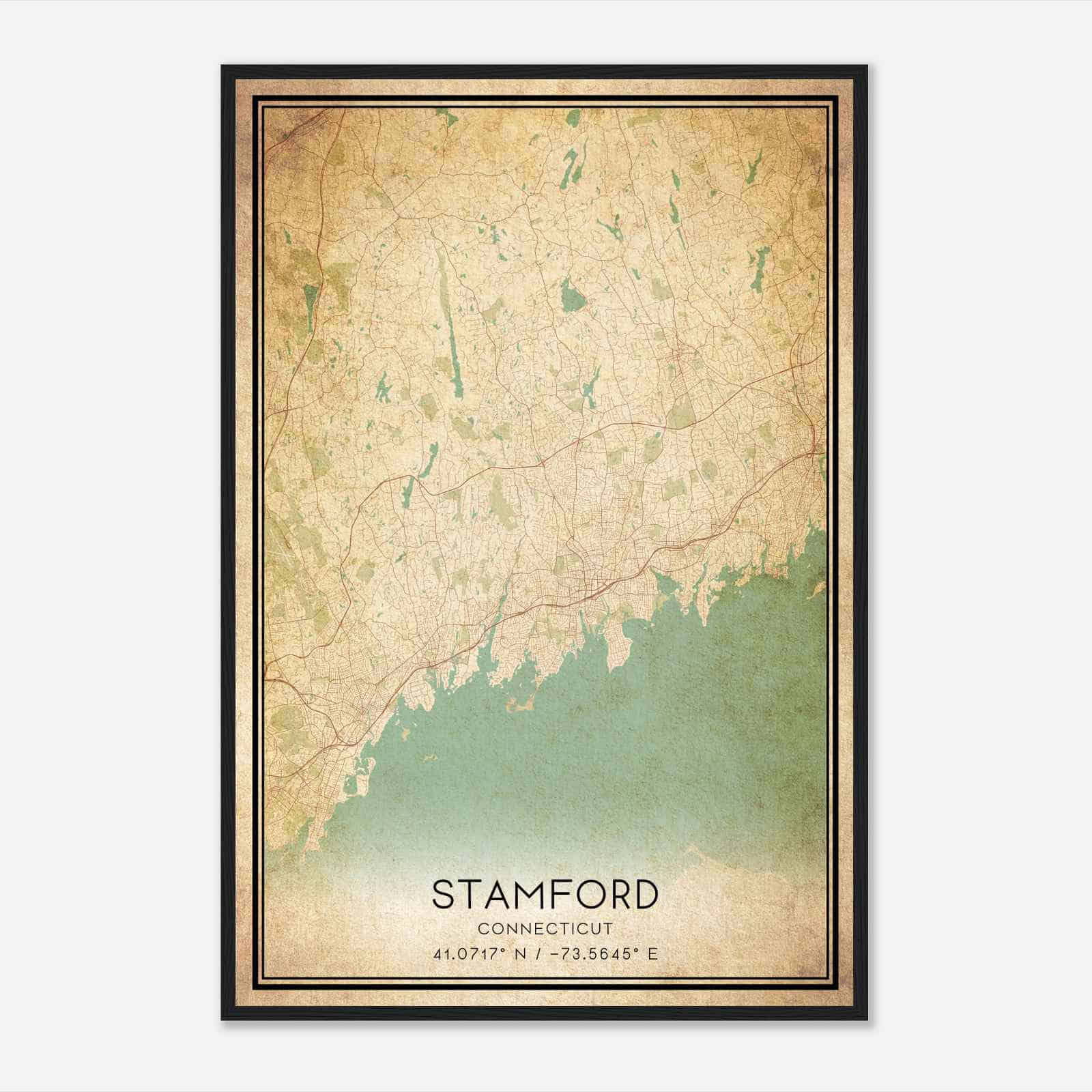 Vintage Stamford Connecticut Map Poster, Modern Home Decor Wall Art Print