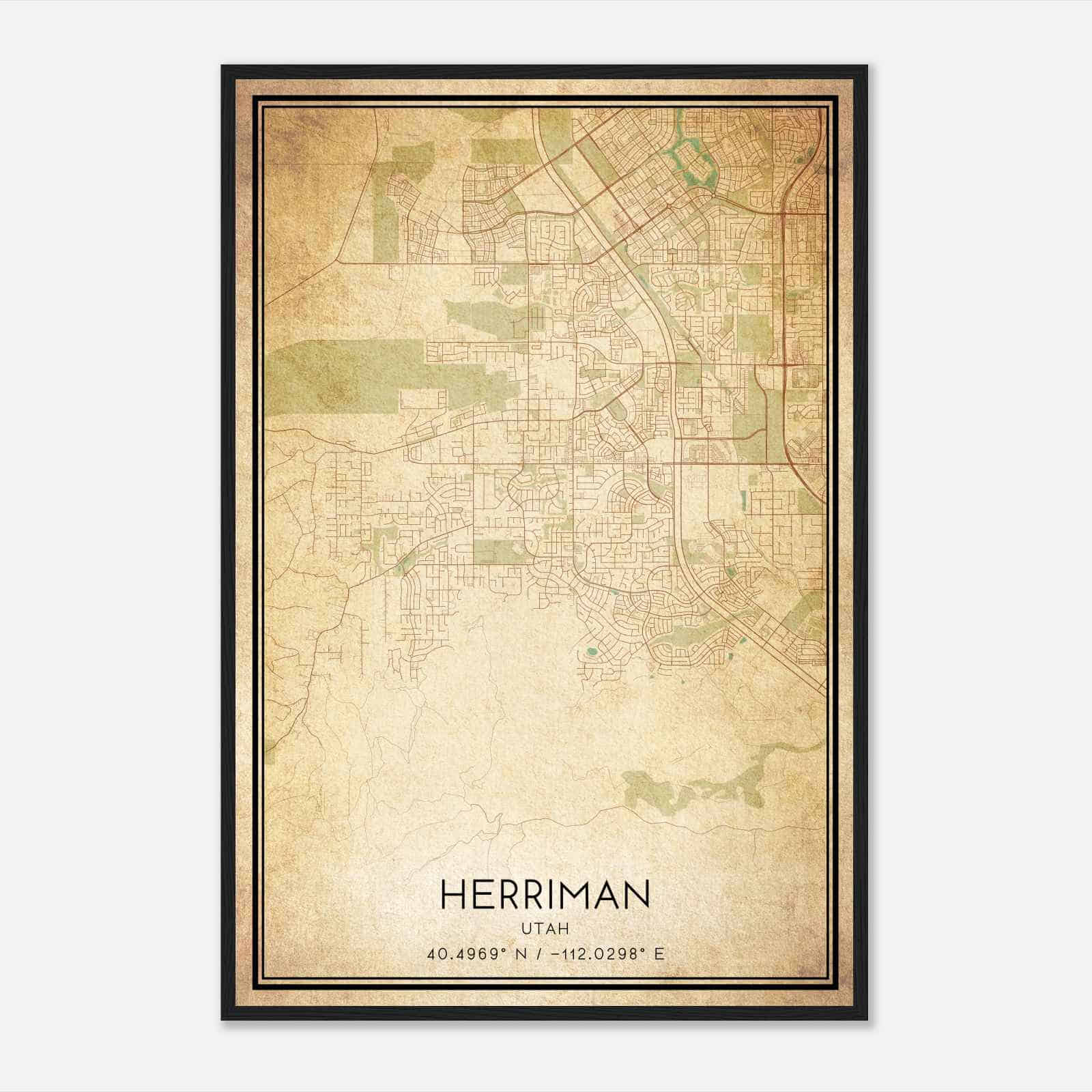Vintage Herriman Utah Map Poster, Modern Home Decor Wall Art Print