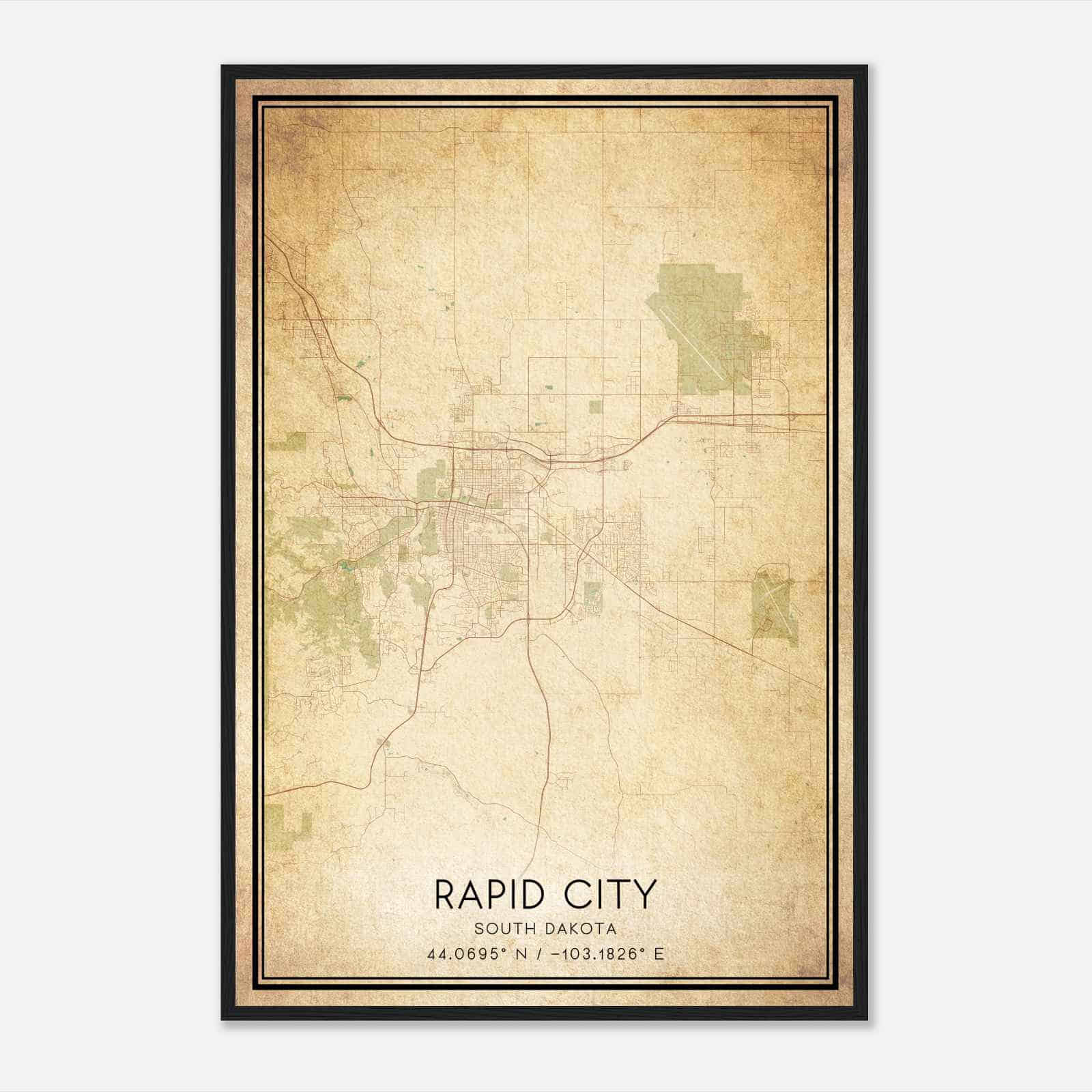 Vintage Rapid City South Dakota Map Poster, Modern Home Decor Wall Art Print