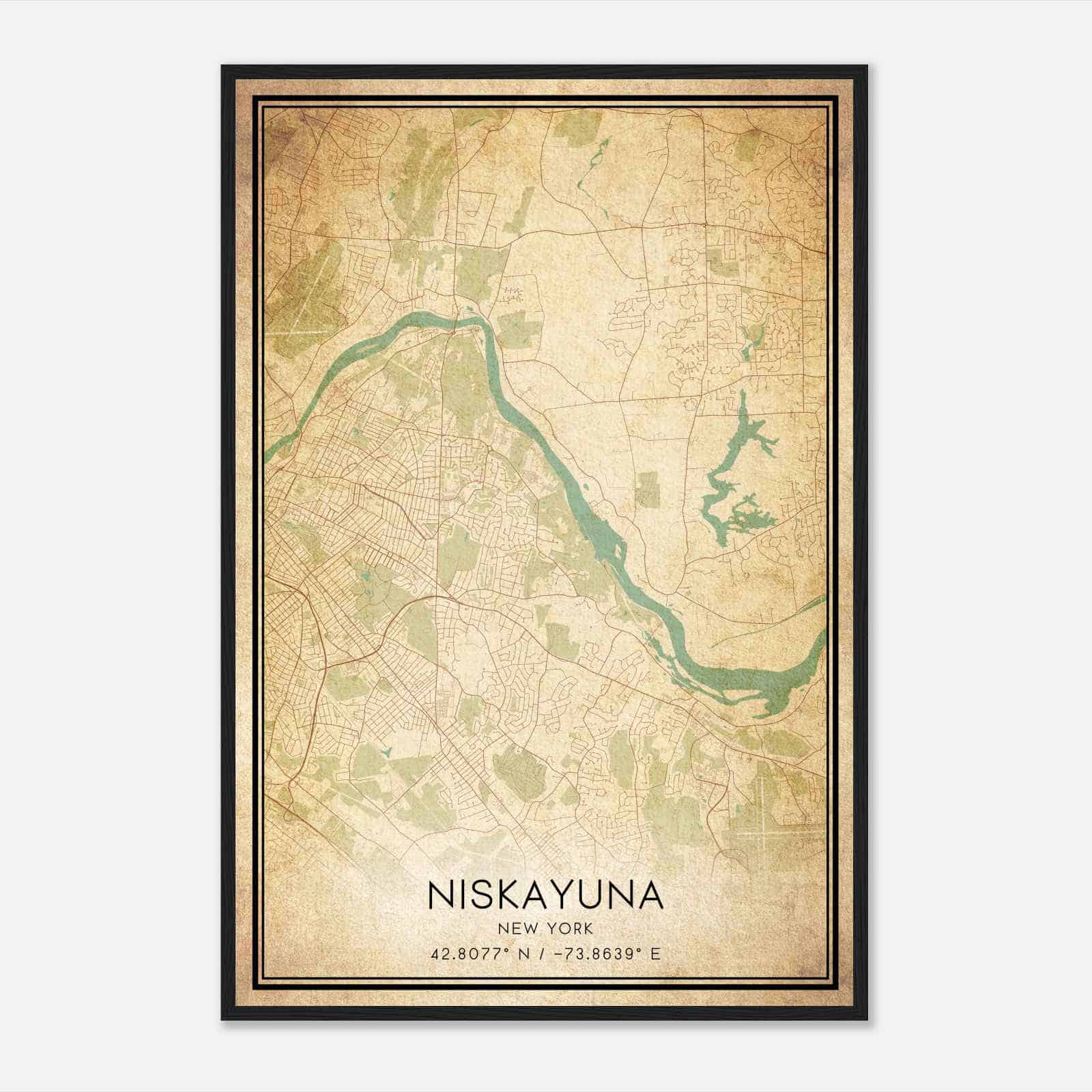 Vintage Niskayuna New York Map Poster, Modern Home Decor Wall Art Print