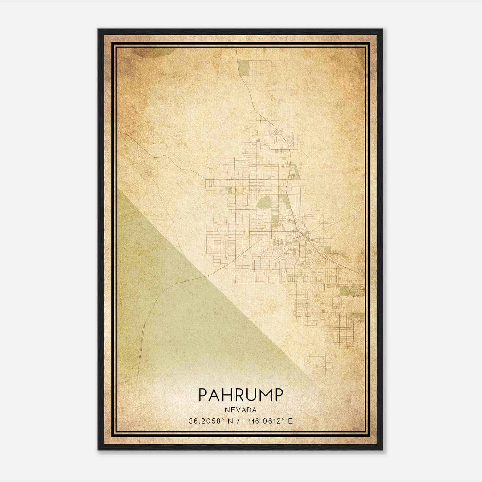 Vintage Pahrump Nevada Map Poster, Modern Home Decor Wall Art Print