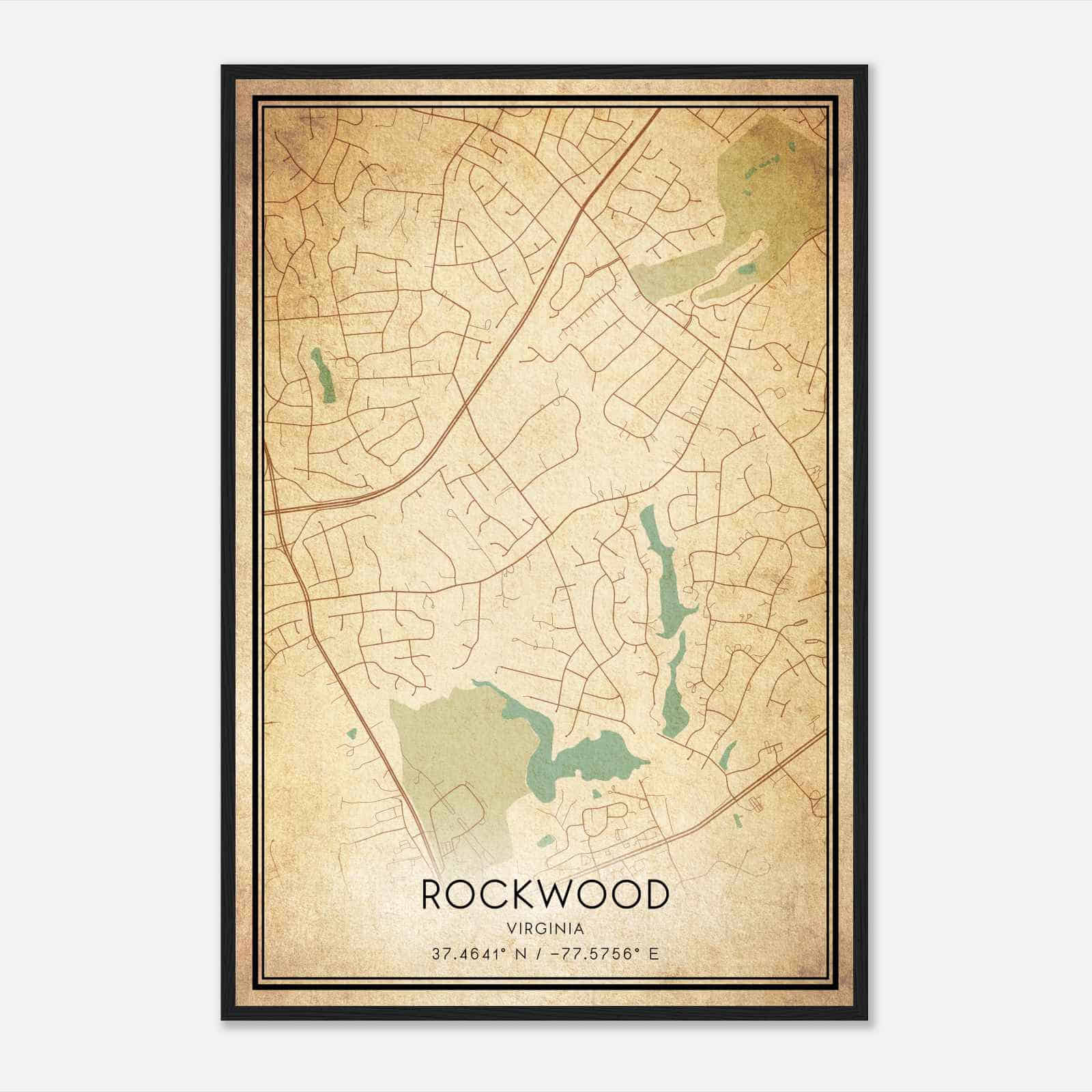Vintage Rockwood Virginia Map Poster, Modern Home Decor Wall Art Print