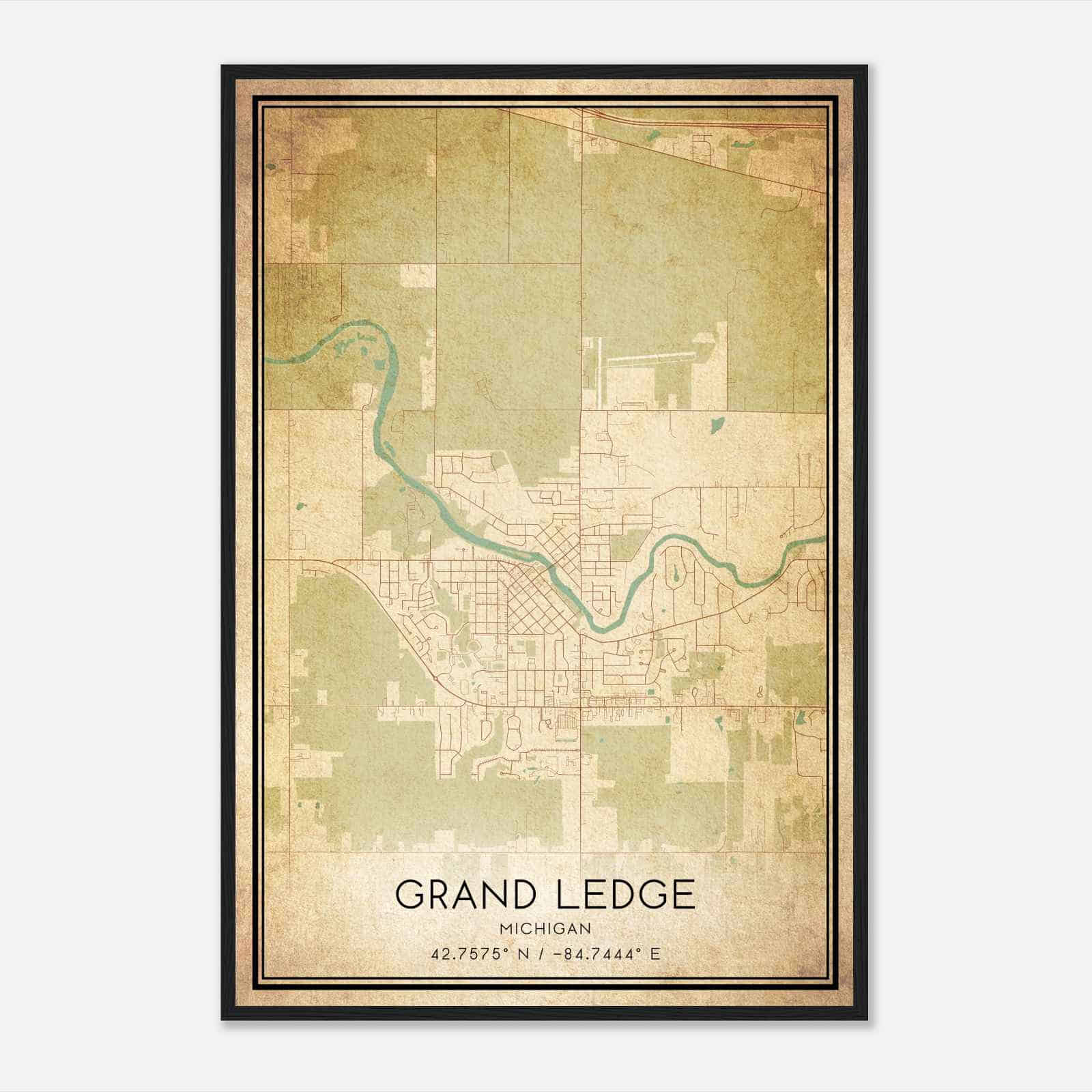 Vintage Grand Ledge Michigan Map Poster, Modern Home Decor Wall Art Print Vintage Grand Ledge Michigan Map Poster, Modern Home Decor Wall Art Print