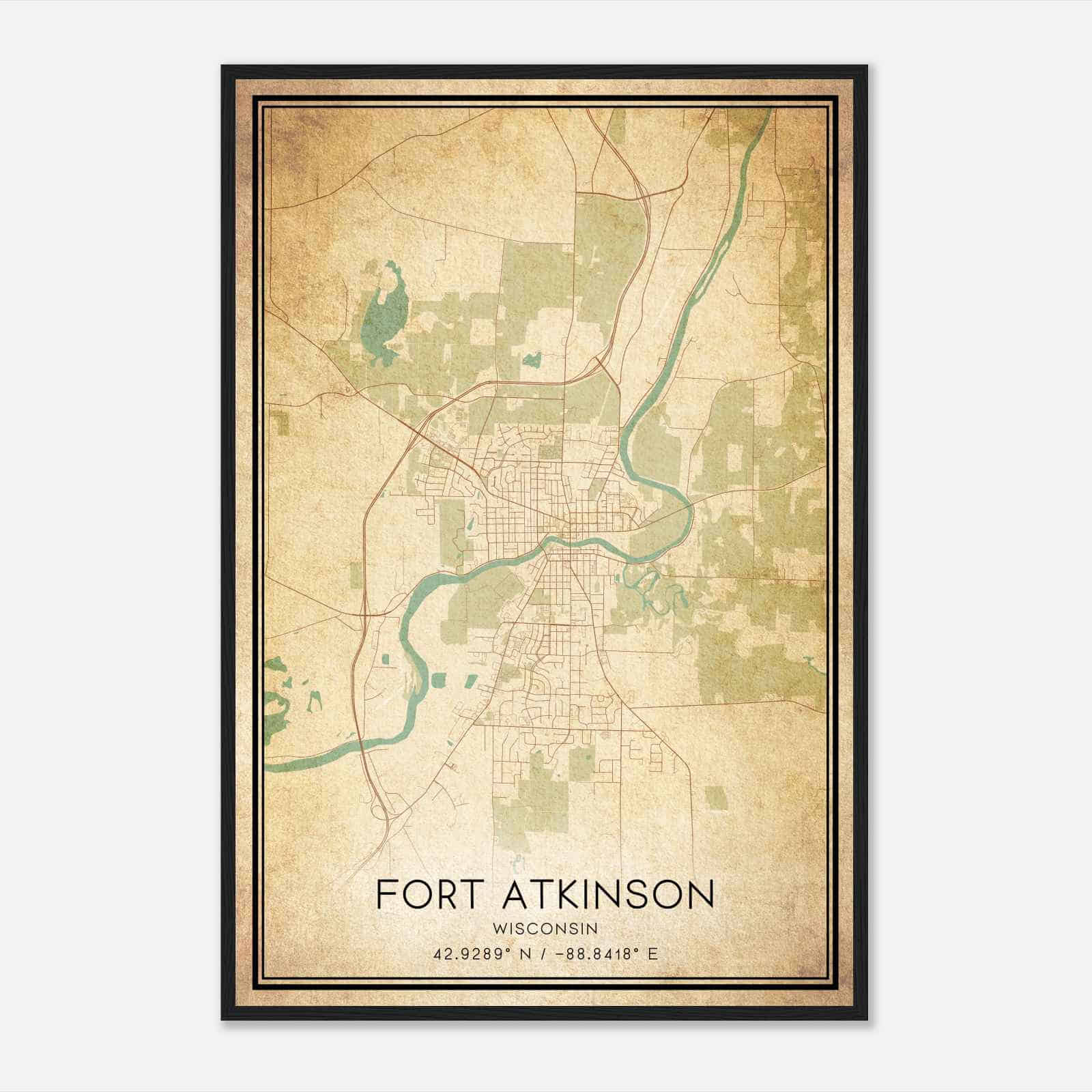 Vintage Fort Atkinson Wisconsin Map Poster, Modern Home Decor Wall Art Print Vintage Fort Atkinson Wisconsin Map Poster, Modern Home Decor Wall Art Print