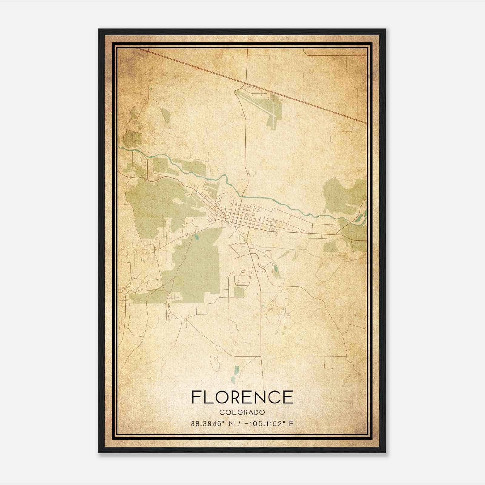Vintage Florence Colorado Map Poster, Modern Home Decor Wall Art Print