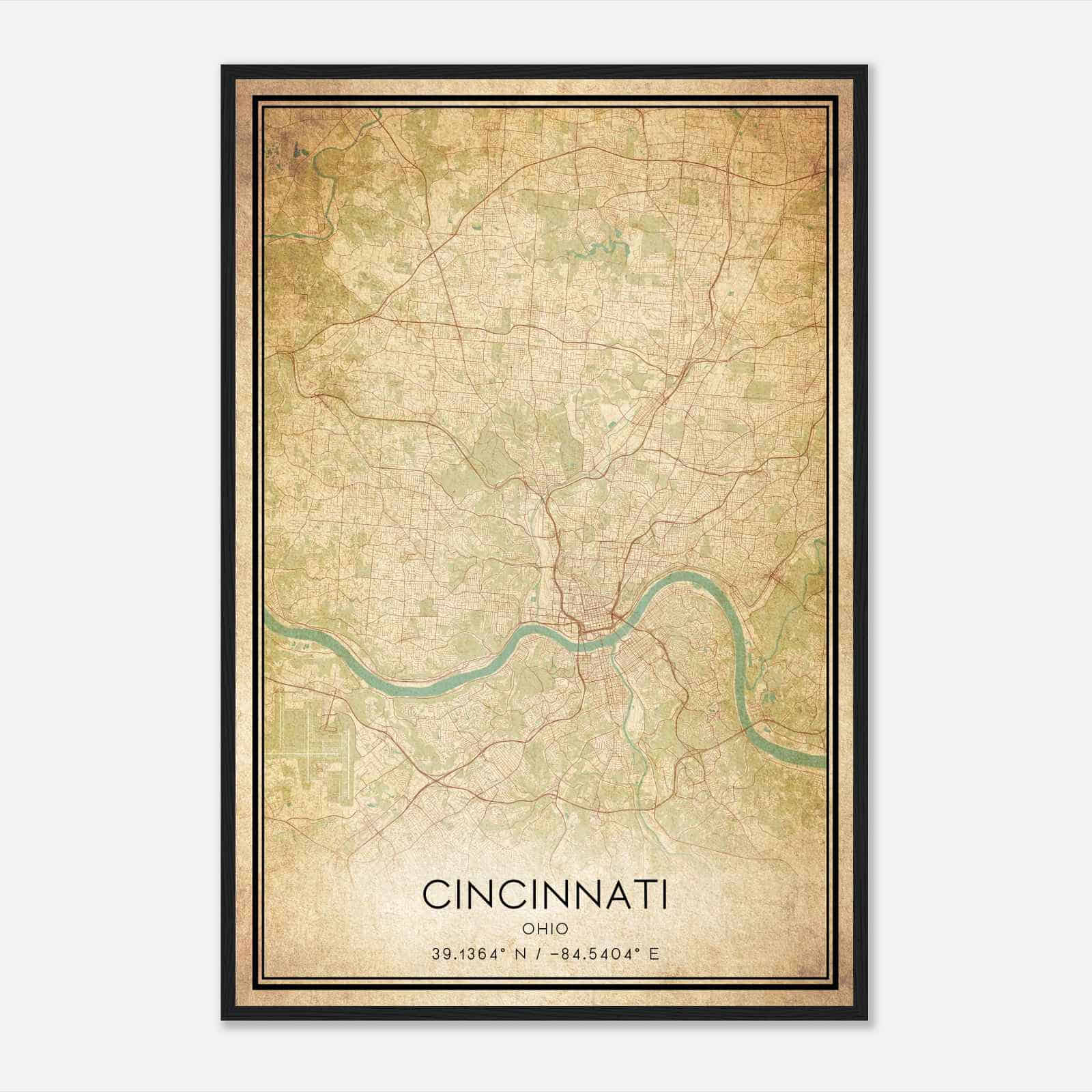Vintage Cincinnati Ohio Map Poster, Modern Home Decor Wall Art Print Vintage Cincinnati Ohio Map Poster, Modern Home Decor Wall Art Print
