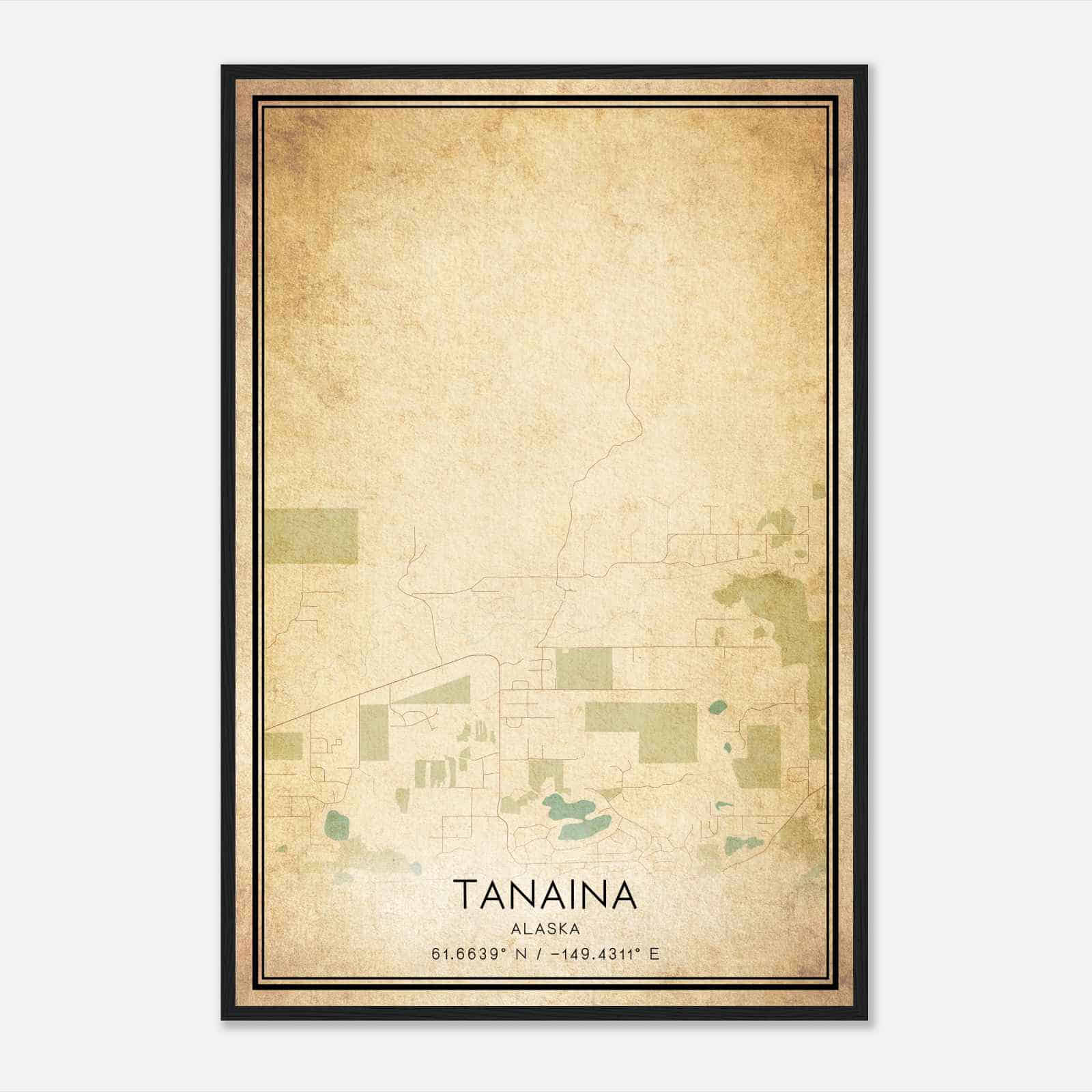 Vintage Tanaina Alaska Map Poster, Modern Home Decor Wall Art Print