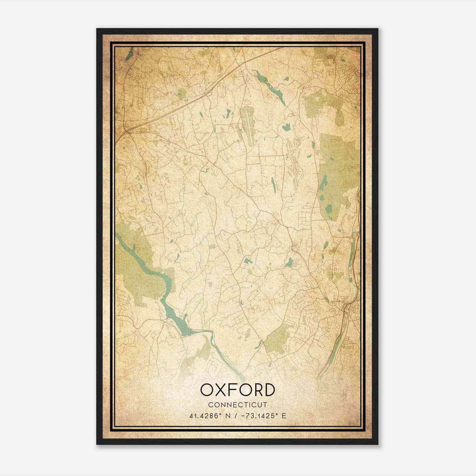 Vintage Oxford Connecticut Map Poster, Modern Home Decor Wall Art Print