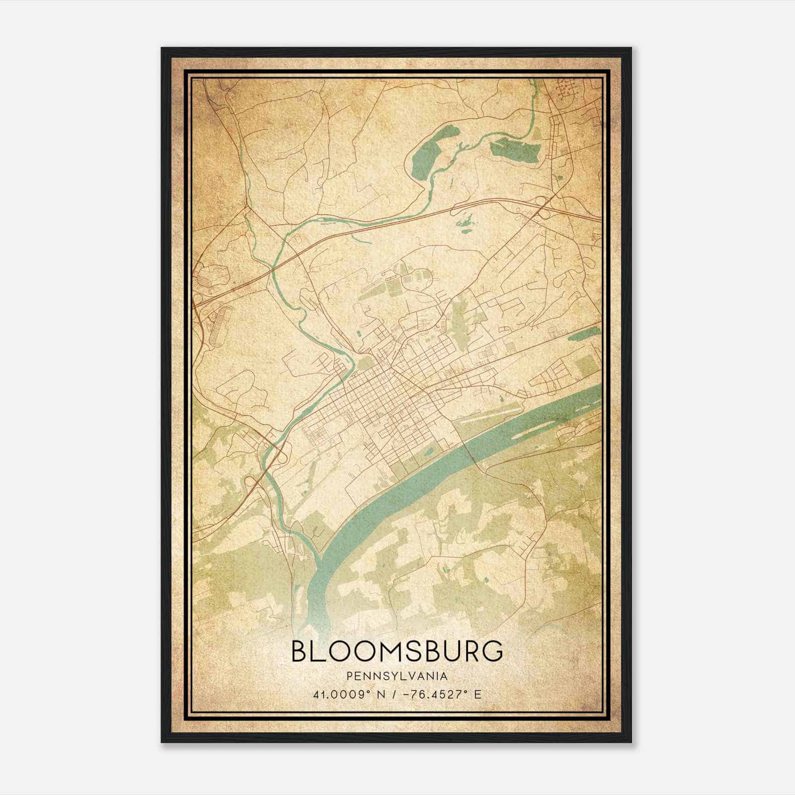 Vintage Bloomsburg Pennsylvania Map Poster, Modern Home Decor Wall Art Print Vintage Bloomsburg Pennsylvania Map Poster, Modern Home Decor Wall Art Print