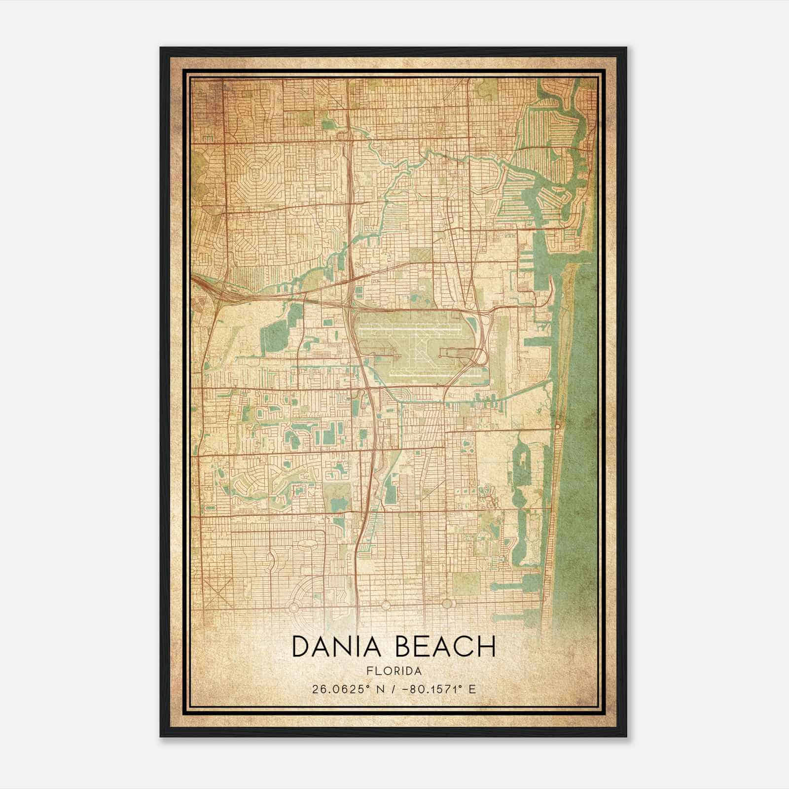 Vintage Dania Beach Florida Map - 4d08f375dad0c94e89515999f79d32e0 