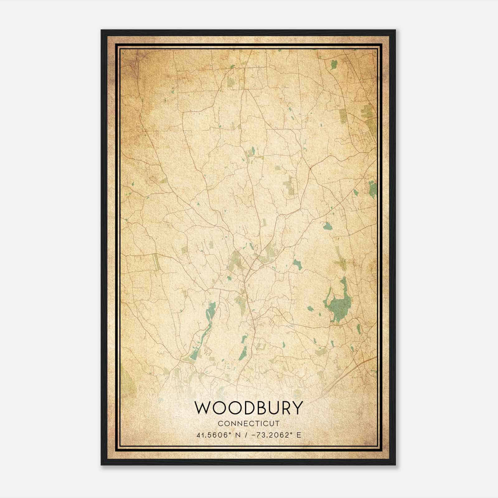 Vintage Woodbury Connecticut Map Poster, Modern Home Decor Wall Art Print