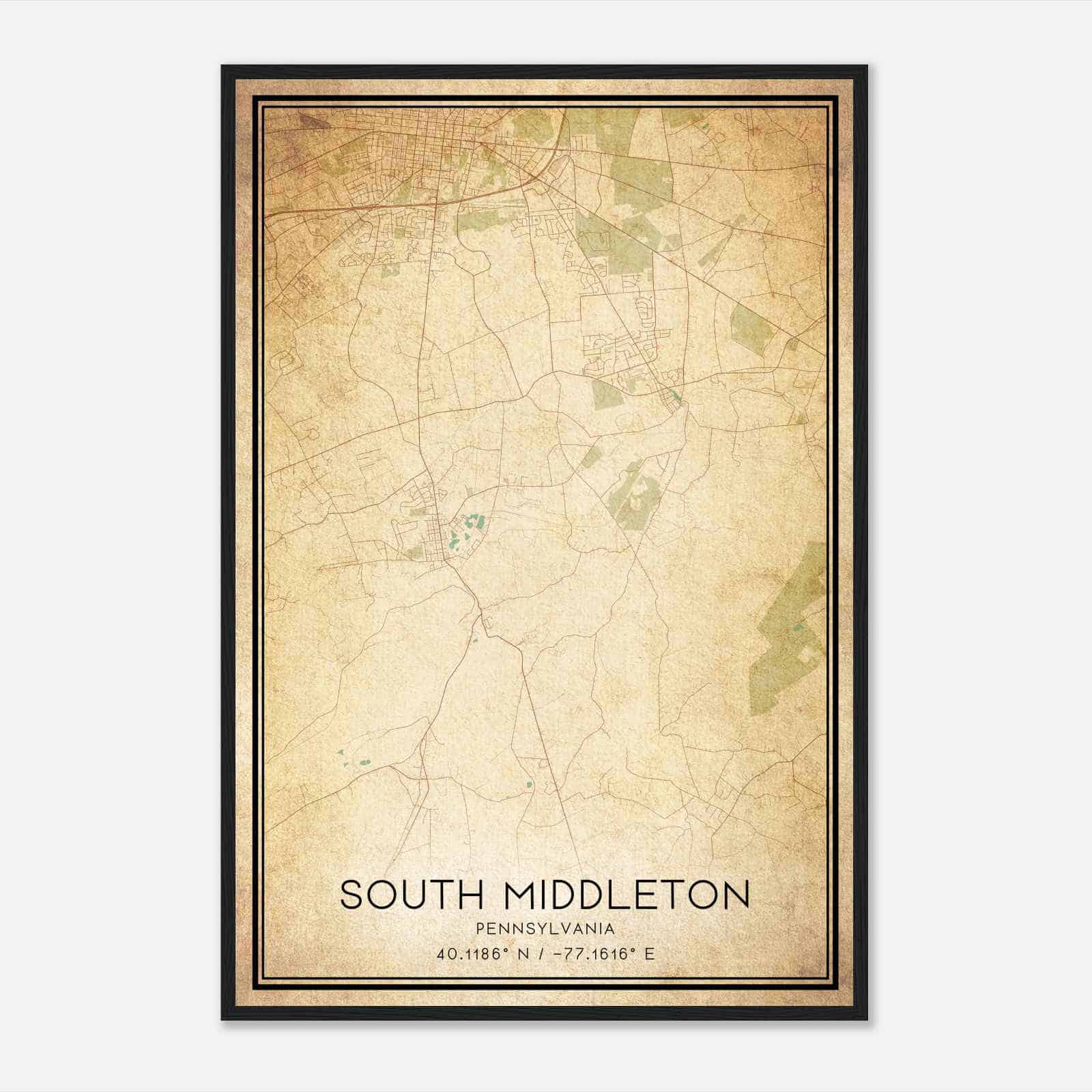 Vintage South Middleton Pennsylvania Map Poster, Modern Home Decor Wall Art Print