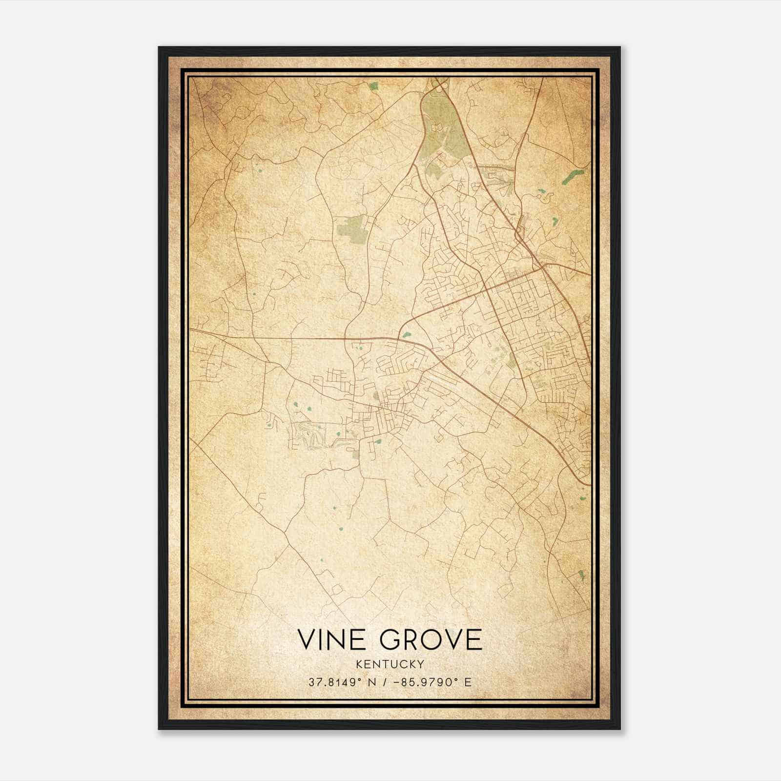 Vintage Vine Grove Kentucky Map Poster, Modern Home Decor Wall Art Print