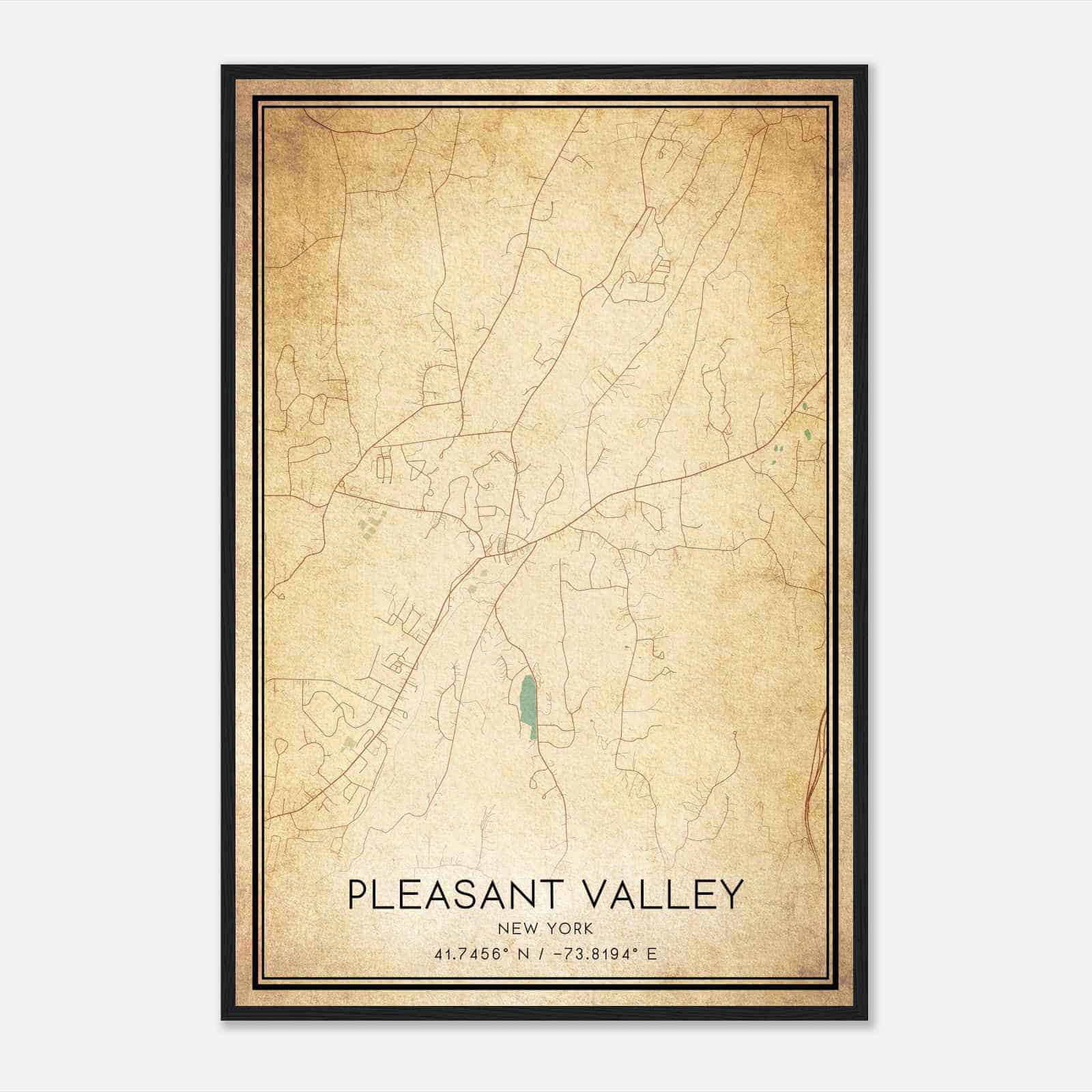 Vintage Pleasant Valley New York Map Poster, Modern Home Decor Wall Art Print