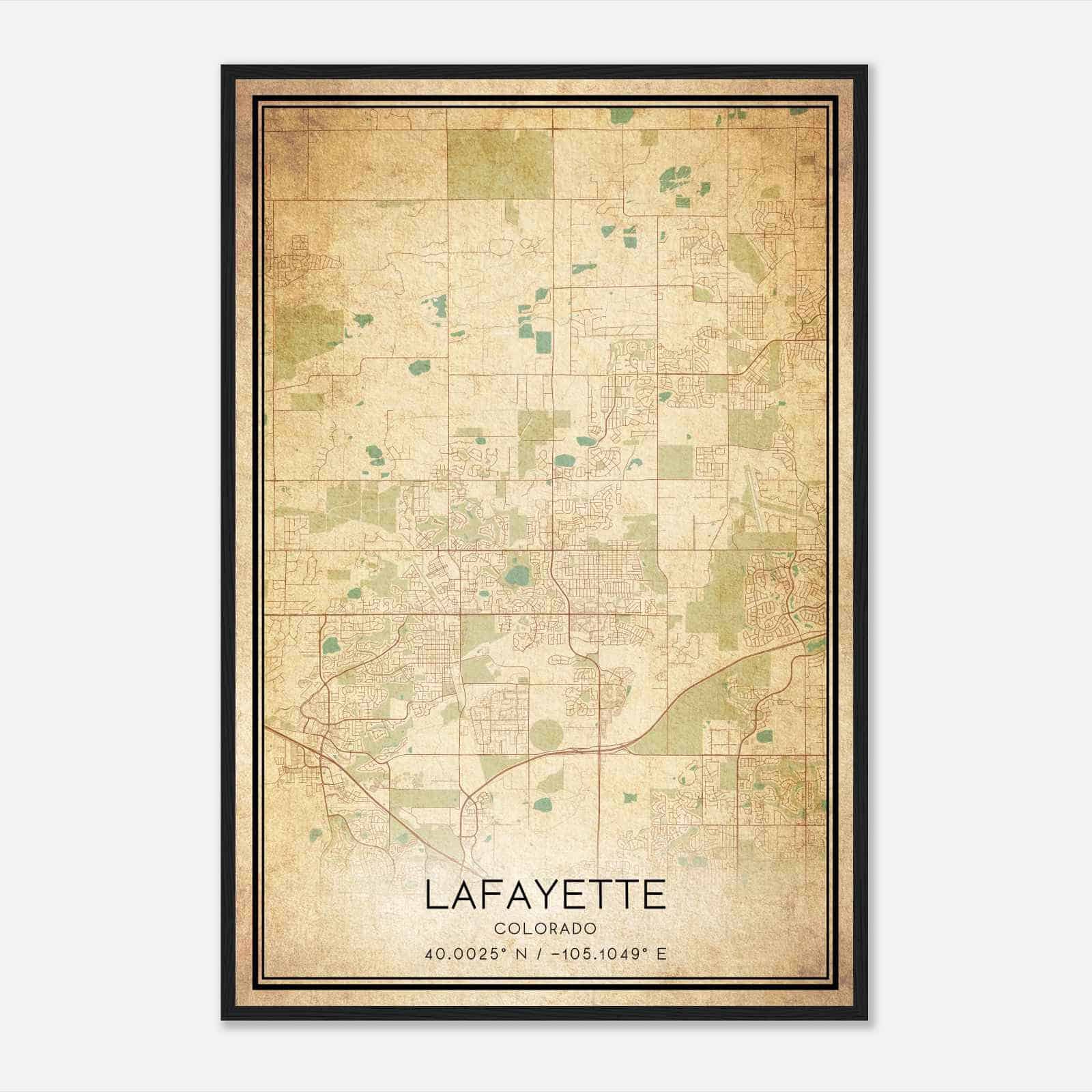 Vintage Lafayette Colorado Map Poster, Modern Home Decor Wall Art Print