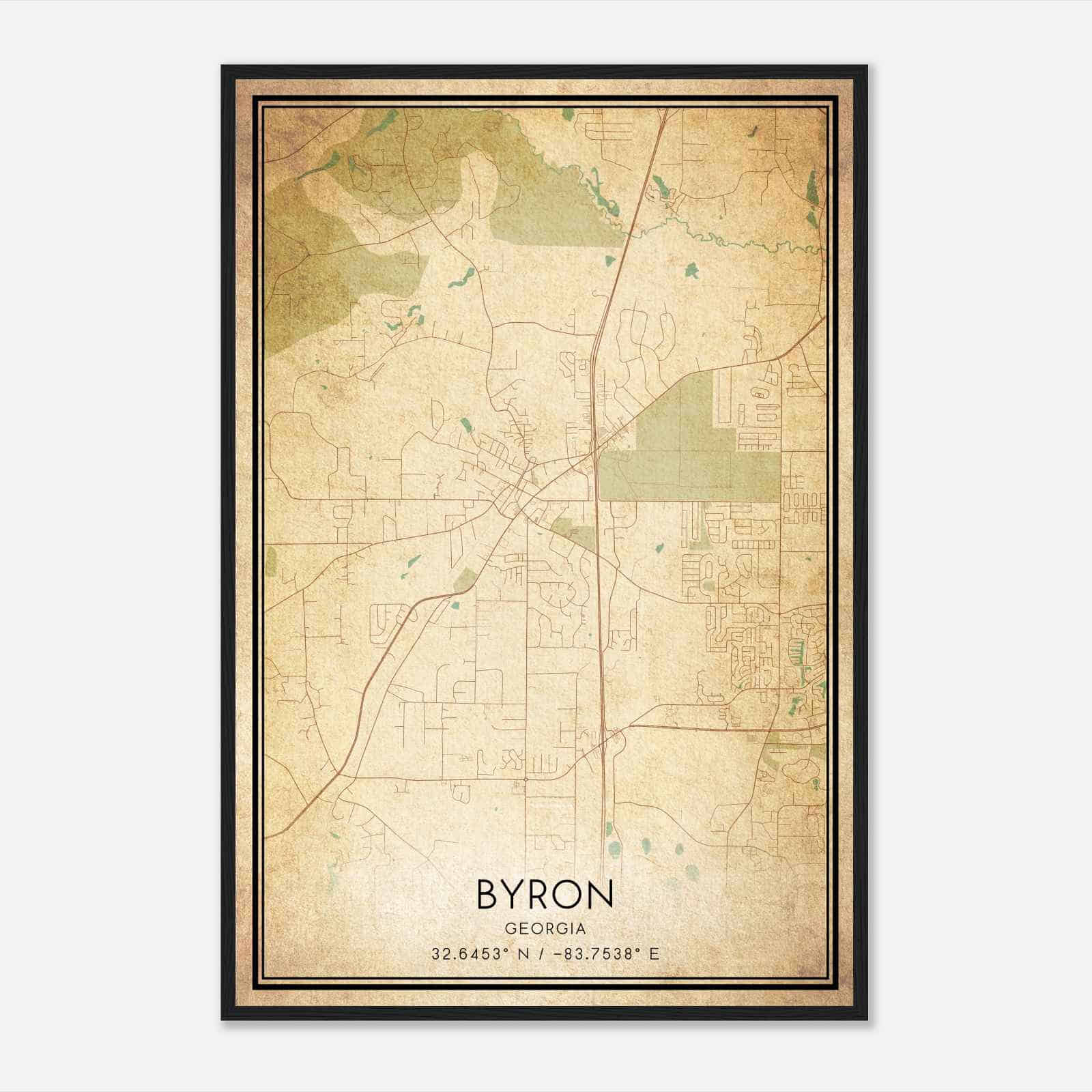 Vintage Byron Georgia Map Poster, Modern Home Decor Wall Art Print