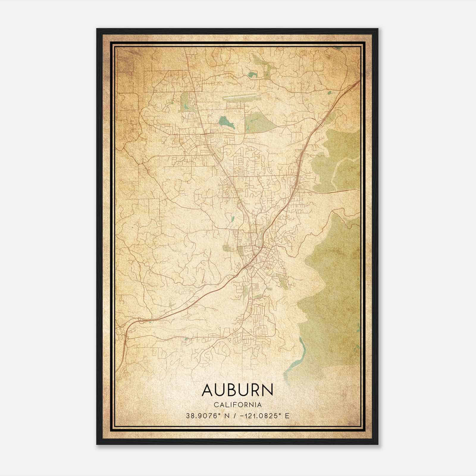 Vintage Auburn California Map Poster, Modern Home Decor Wall Art Print Vintage Auburn California Map Poster, Modern Home Decor Wall Art Print
