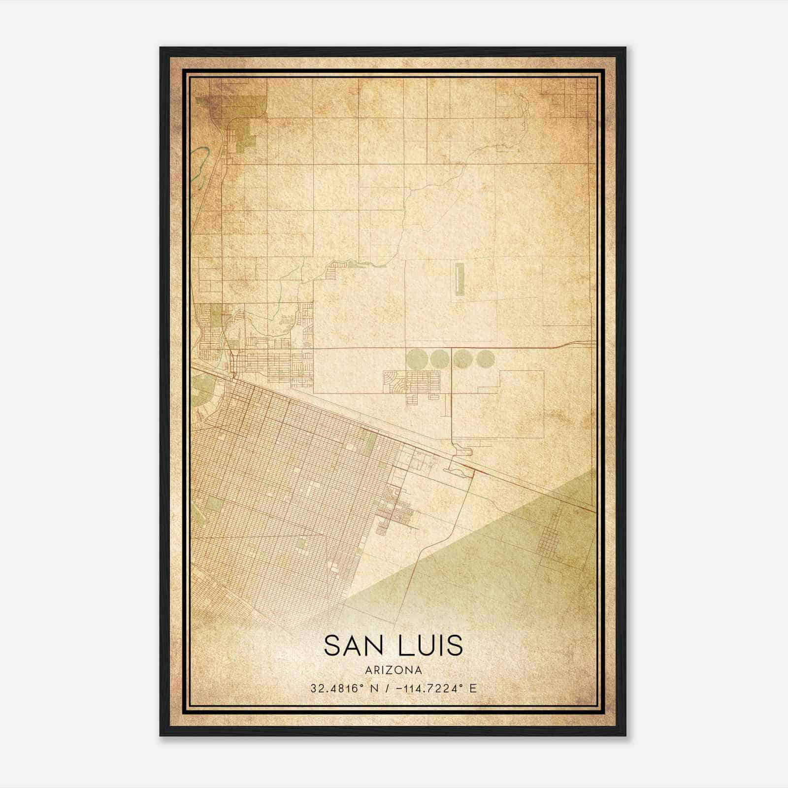 Vintage San Luis Arizona Map Poster, Modern Home Decor Wall Art Print