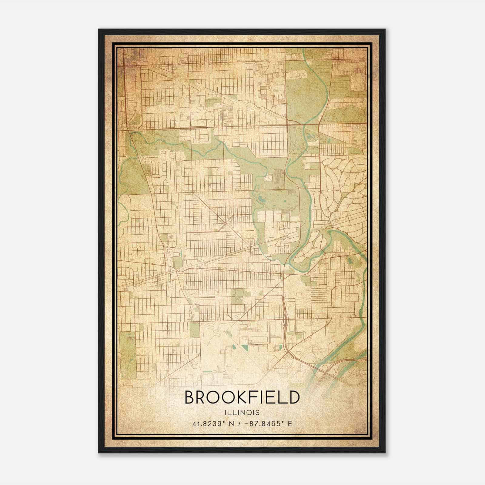 Vintage Brookfield Illinois Map Poster, Modern Home Decor Wall Art Print Vintage Brookfield Illinois Map Poster, Modern Home Decor Wall Art Print
