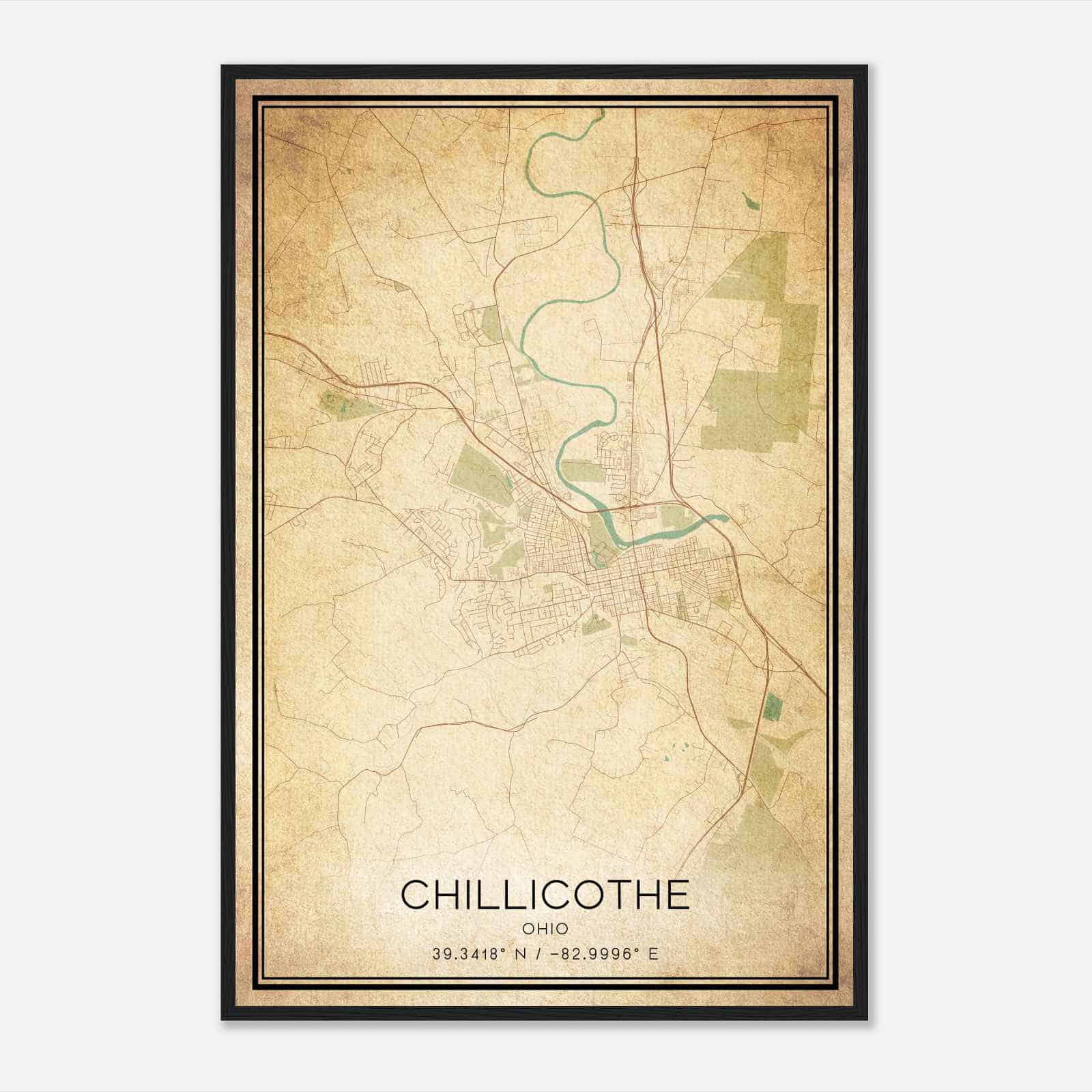 Vintage Chillicothe Ohio Map Poster, Modern Home Decor Wall Art Print Vintage Chillicothe Ohio Map Poster, Modern Home Decor Wall Art Print
