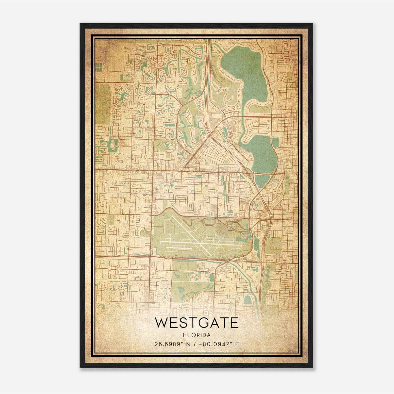 Vintage Westgate Florida Map Poster, Modern Home Decor Wall Art Print