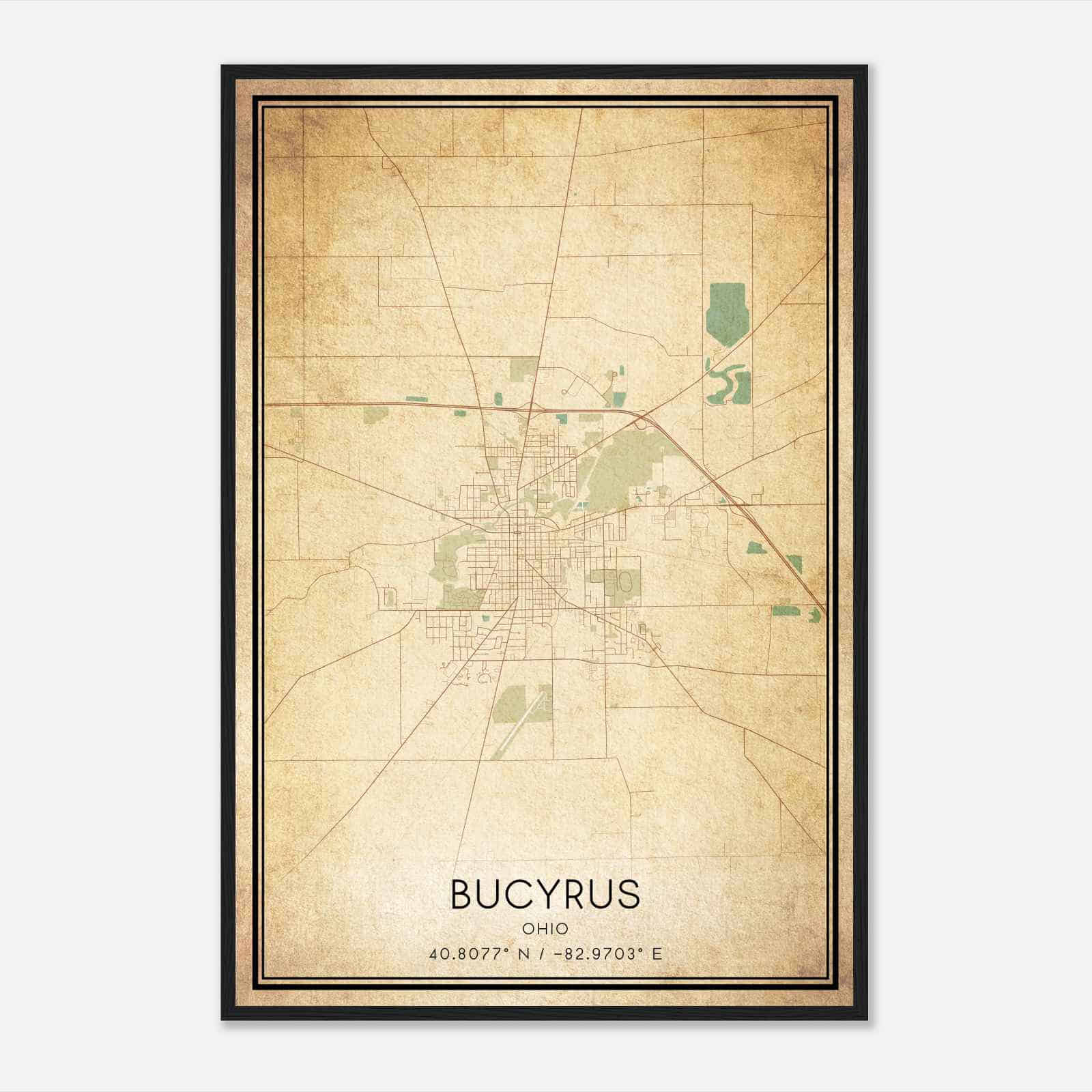 Vintage Bucyrus Ohio Map Poster, Modern Home Decor Wall Art Print Vintage Bucyrus Ohio Map Poster, Modern Home Decor Wall Art Print