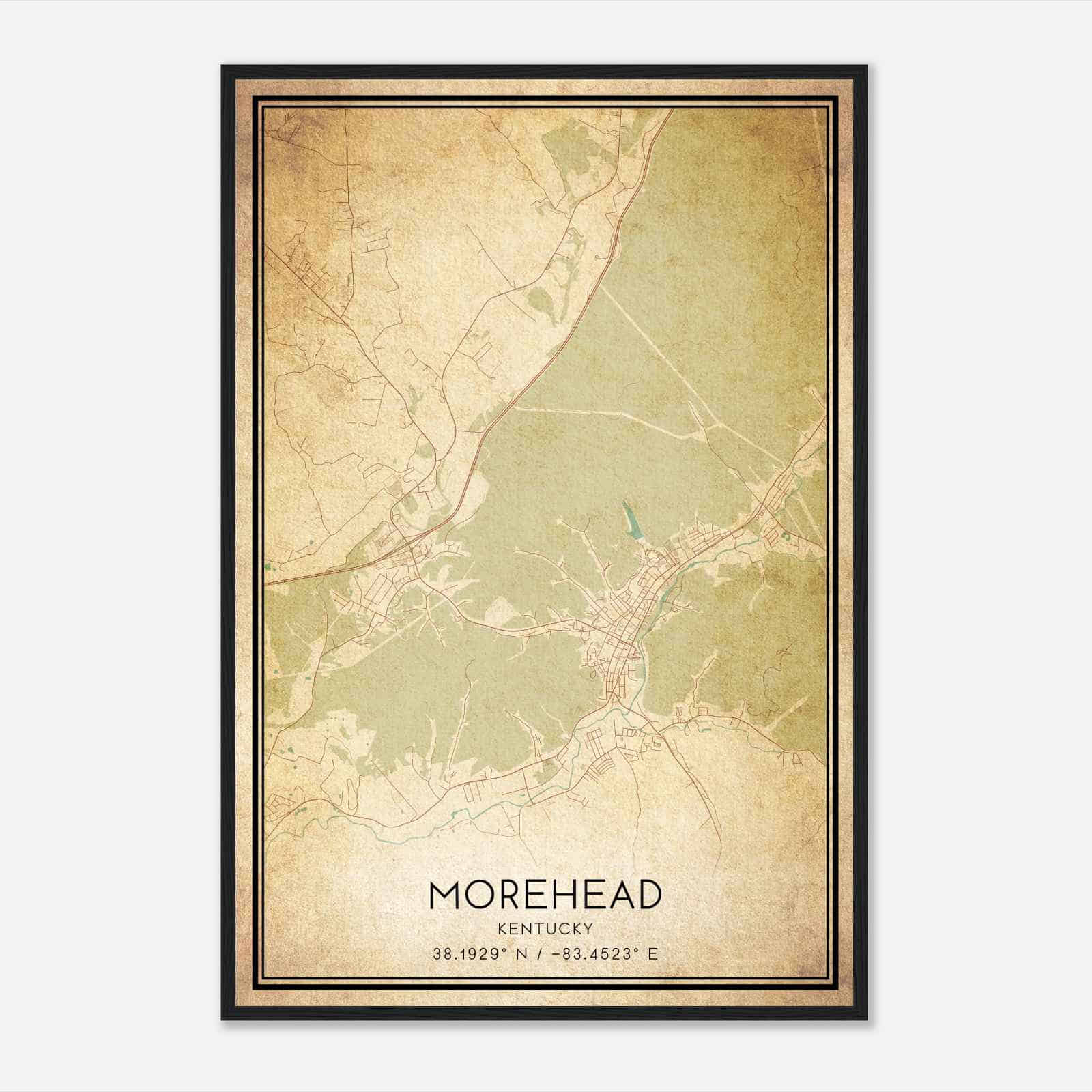 Vintage Morehead Kentucky Map Poster, Modern Home Decor Wall Art Print
