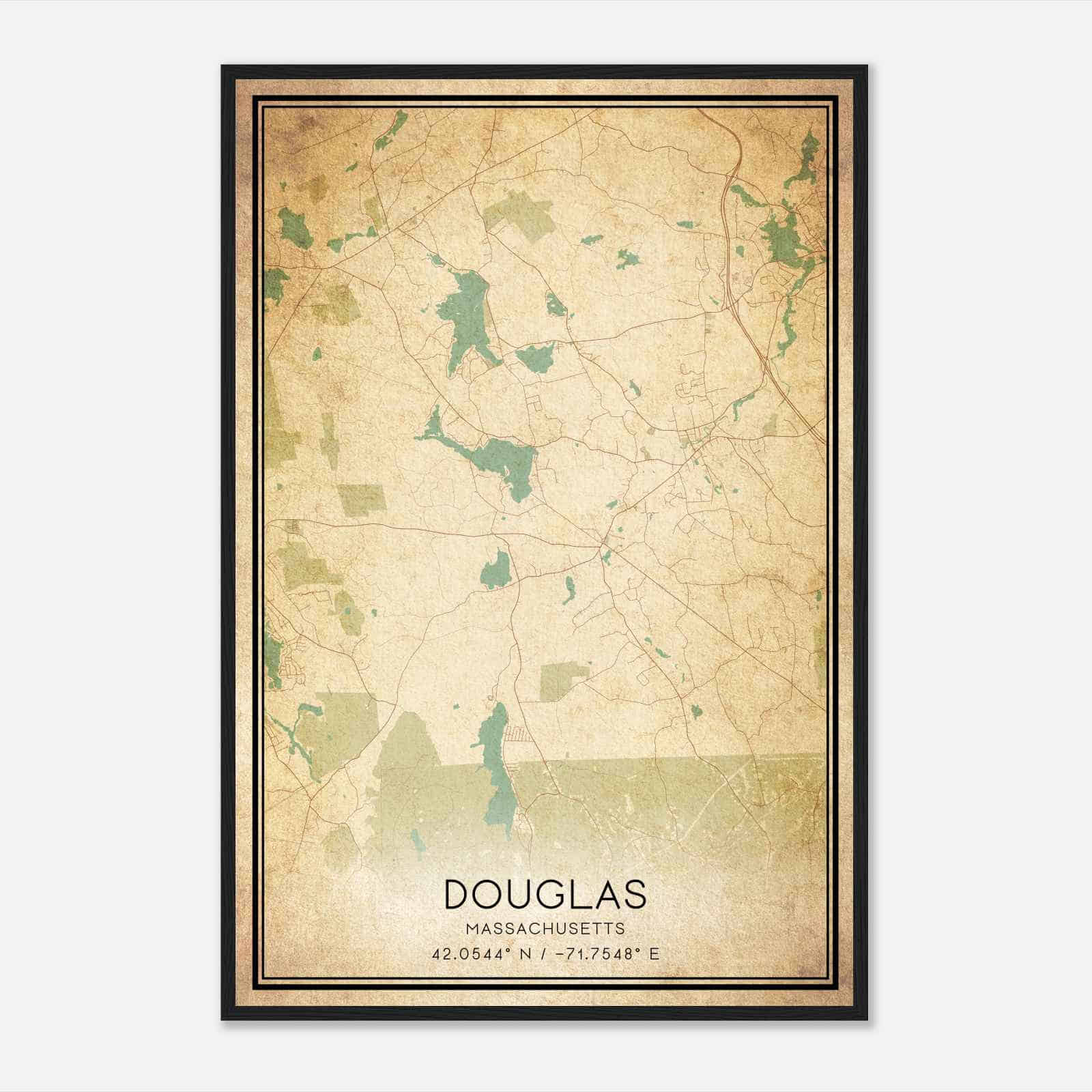 Vintage Douglas Massachusetts Map Poster, Modern Home Decor Wall Art Print Vintage Douglas Massachusetts Map Poster, Modern Home Decor Wall Art Print