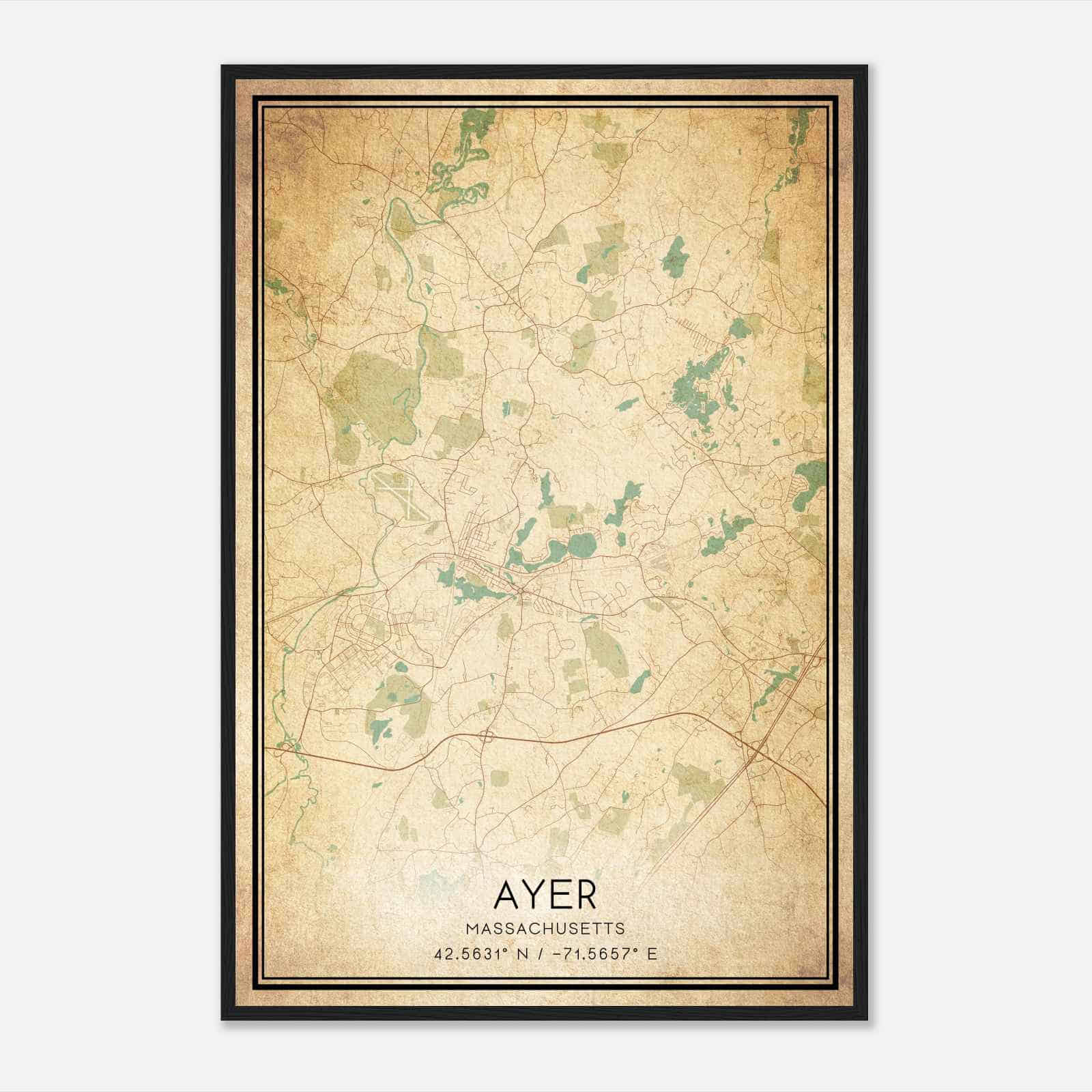 Vintage Ayer Massachusetts Map Poster, Modern Home Decor Wall Art Print Vintage Ayer Massachusetts Map Poster, Modern Home Decor Wall Art Print