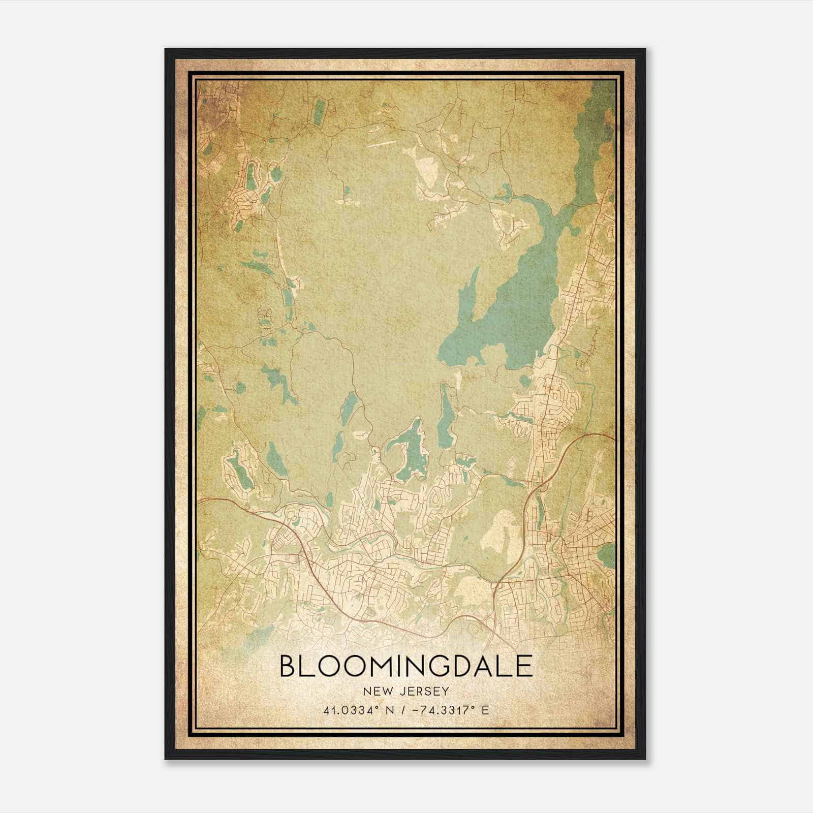Vintage Bloomingdale New Jersey Map Poster, Modern Home Decor Wall Art Print Vintage Bloomingdale New Jersey Map Poster, Modern Home Decor Wall Art Print