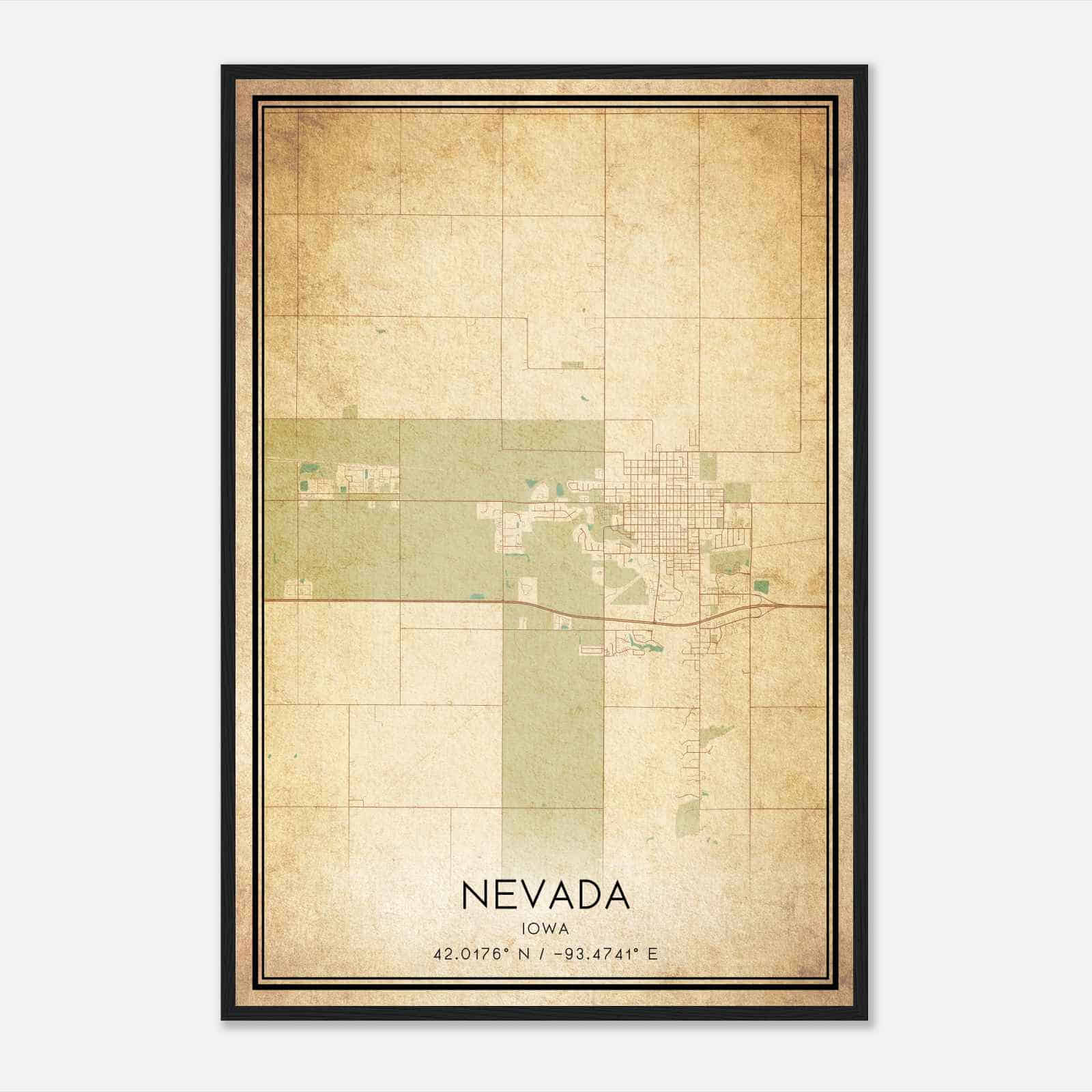 Vintage Nevada Iowa Map Poster, Modern Home Decor Wall Art Print Vintage Nevada Iowa Map Poster, Modern Home Decor Wall Art Print