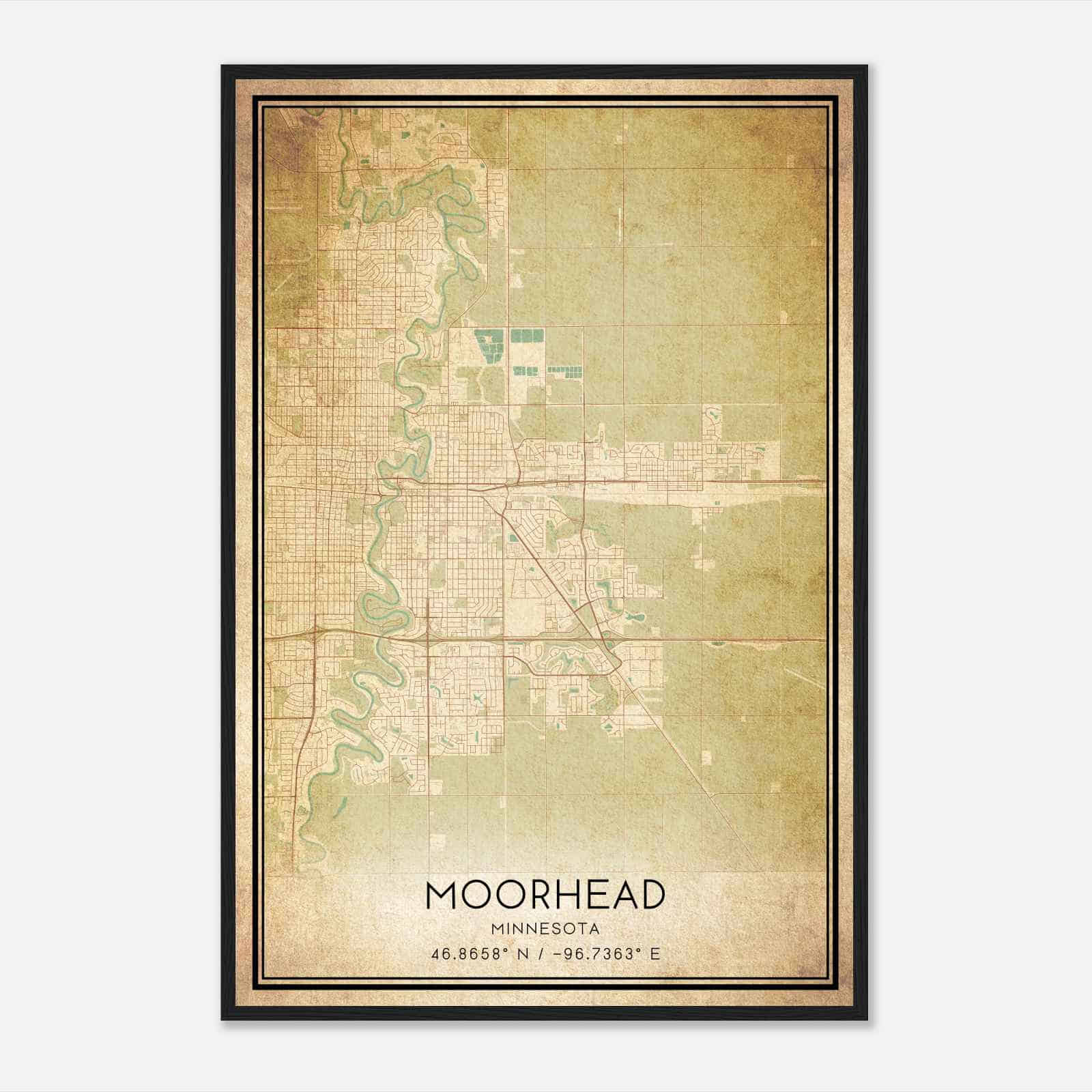 Vintage Moorhead Minnesota Map Poster, Modern Home Decor Wall Art Print Vintage Moorhead Minnesota Map Poster, Modern Home Decor Wall Art Print