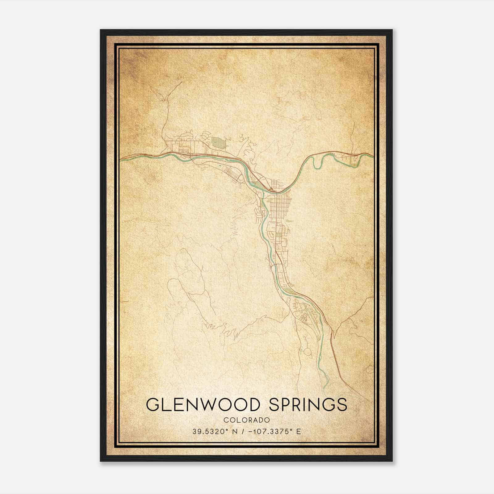 Vintage Glenwood Springs Colorado Map Poster, Modern Home Decor Wall Art Print