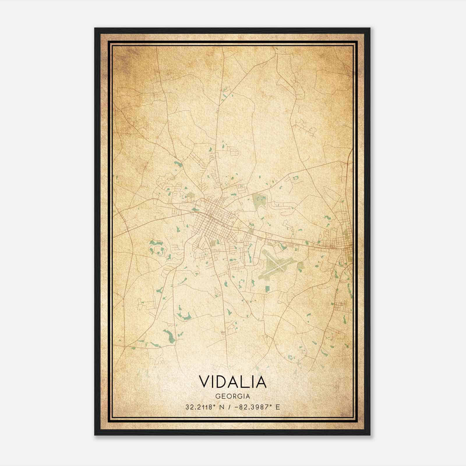 Vintage Vidalia Georgia Map Poster, Modern Home Decor Wall Art Print