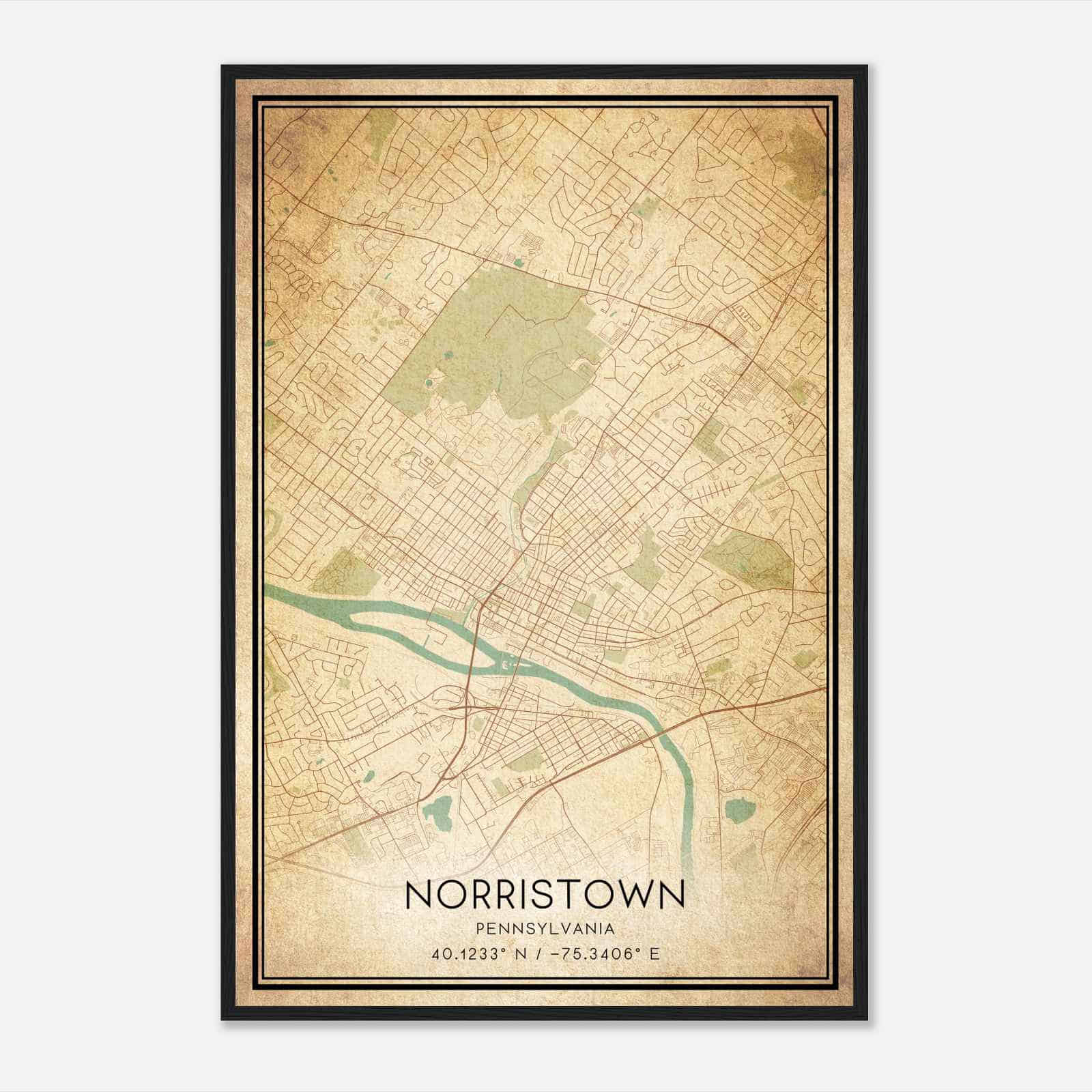 Vintage Norristown Pennsylvania Map Poster, Modern Home Decor Wall Art Print