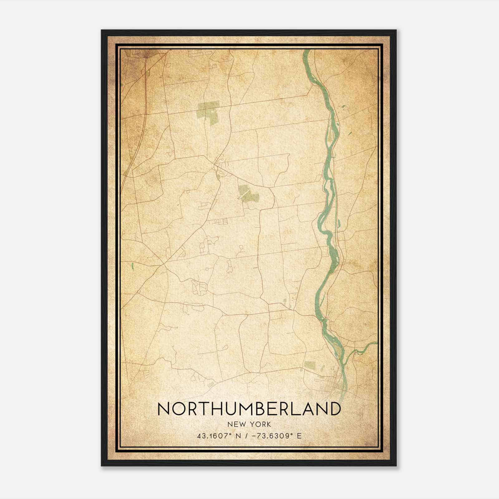 Vintage Northumberland New York Map Poster, Modern Home Decor Wall Art Print
